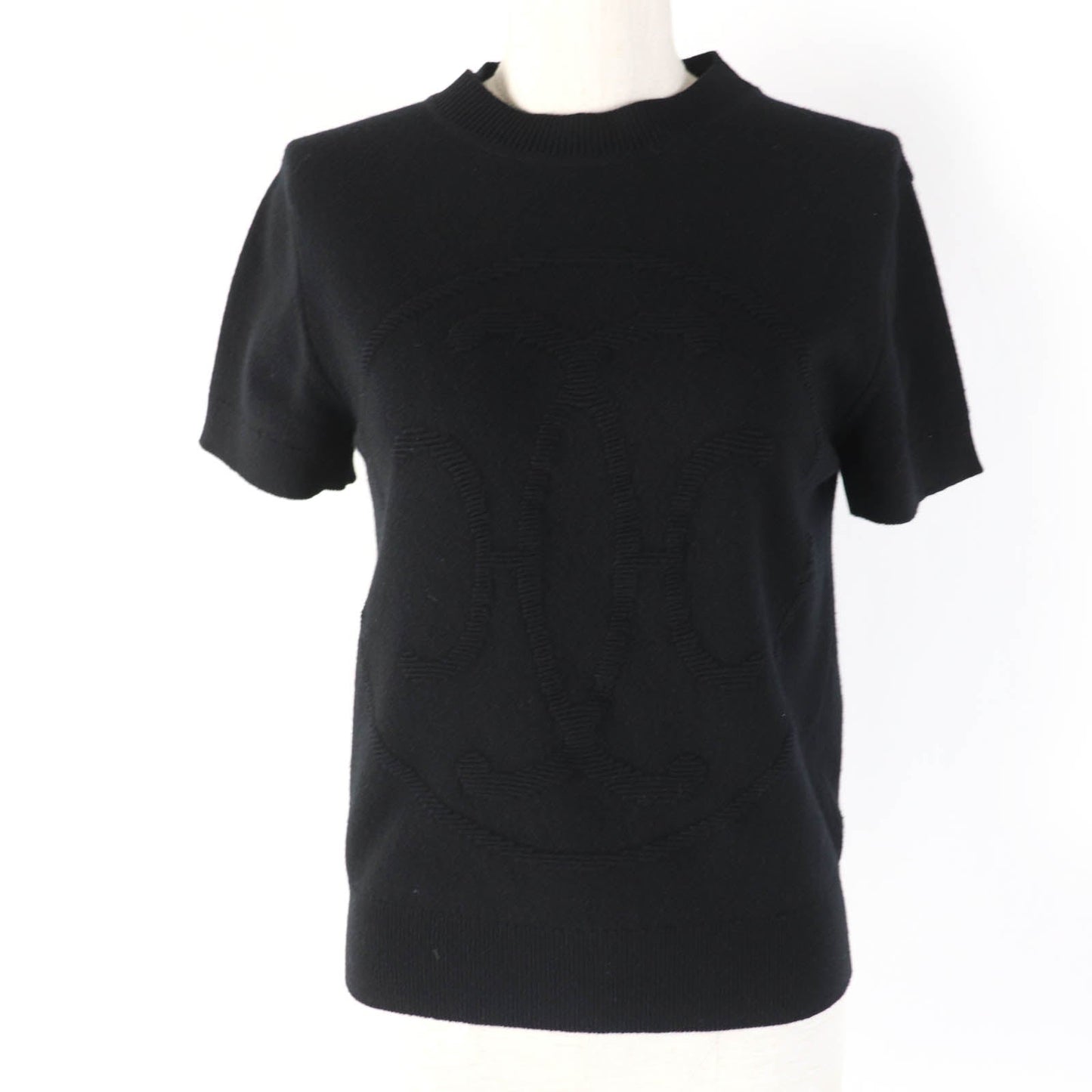 HERMES Short sleeve knit 2H2663D1 cashmere black 36
