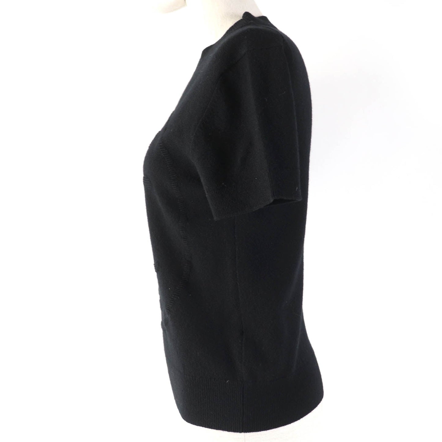 HERMES Short sleeve knit 2H2663D1 cashmere black 36