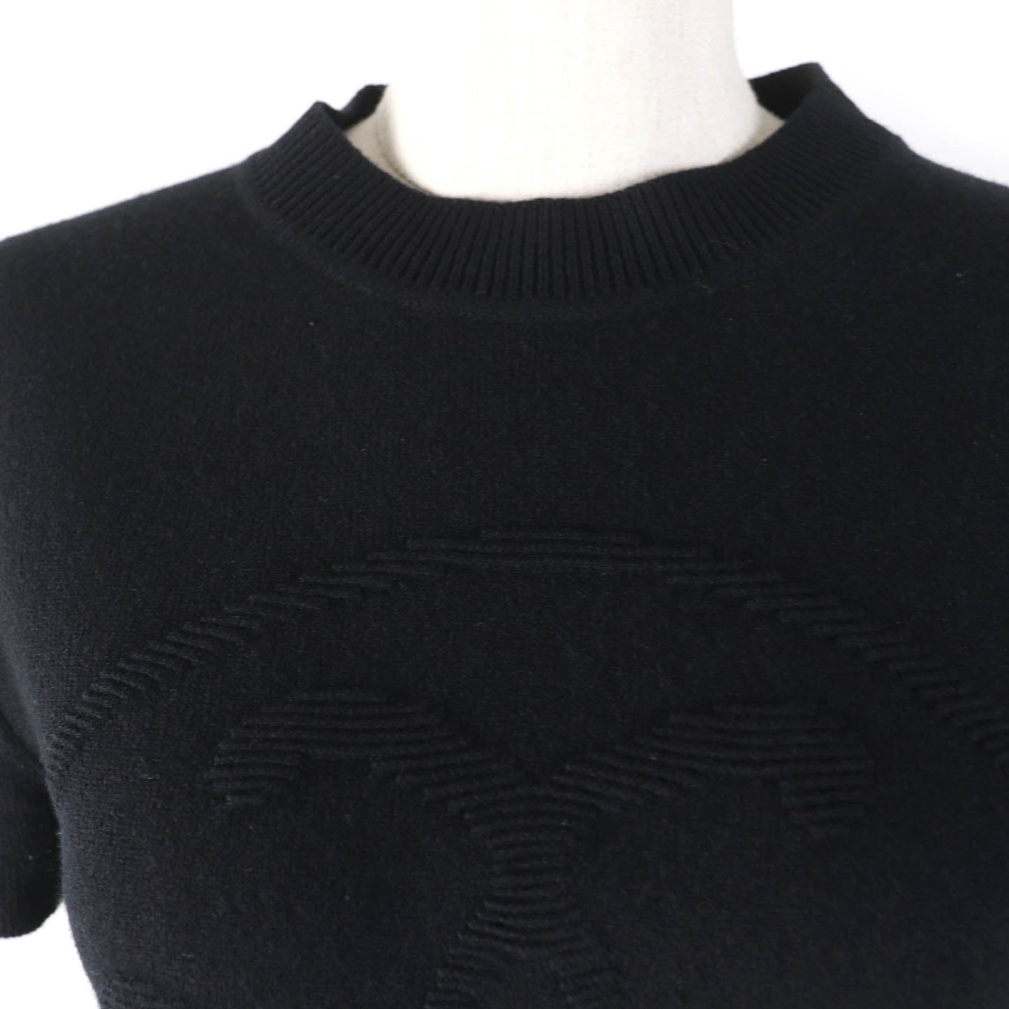 HERMES Short sleeve knit 2H2663D1 cashmere black 36