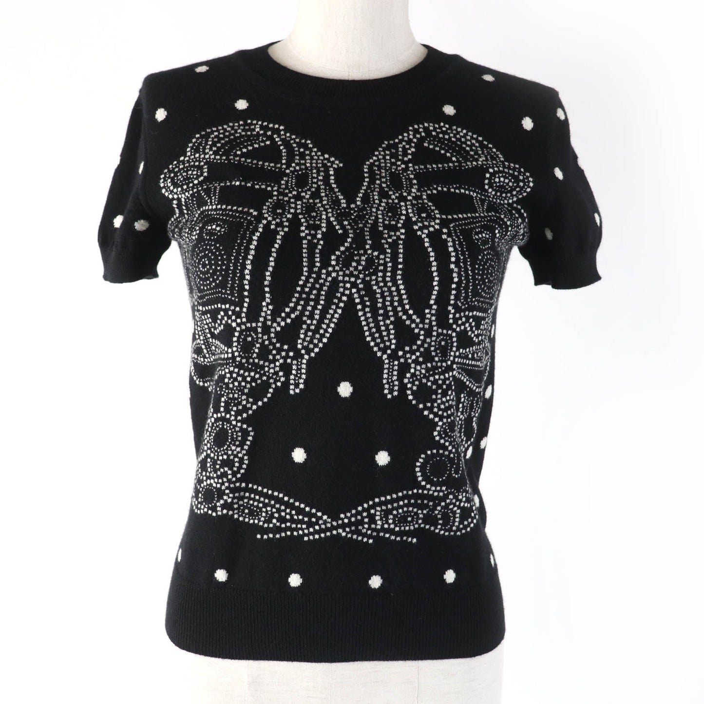 HERMES Short sleeve knit 3E2623D8 cashmere black BRIDES de GALA Ceremony Bridle 34