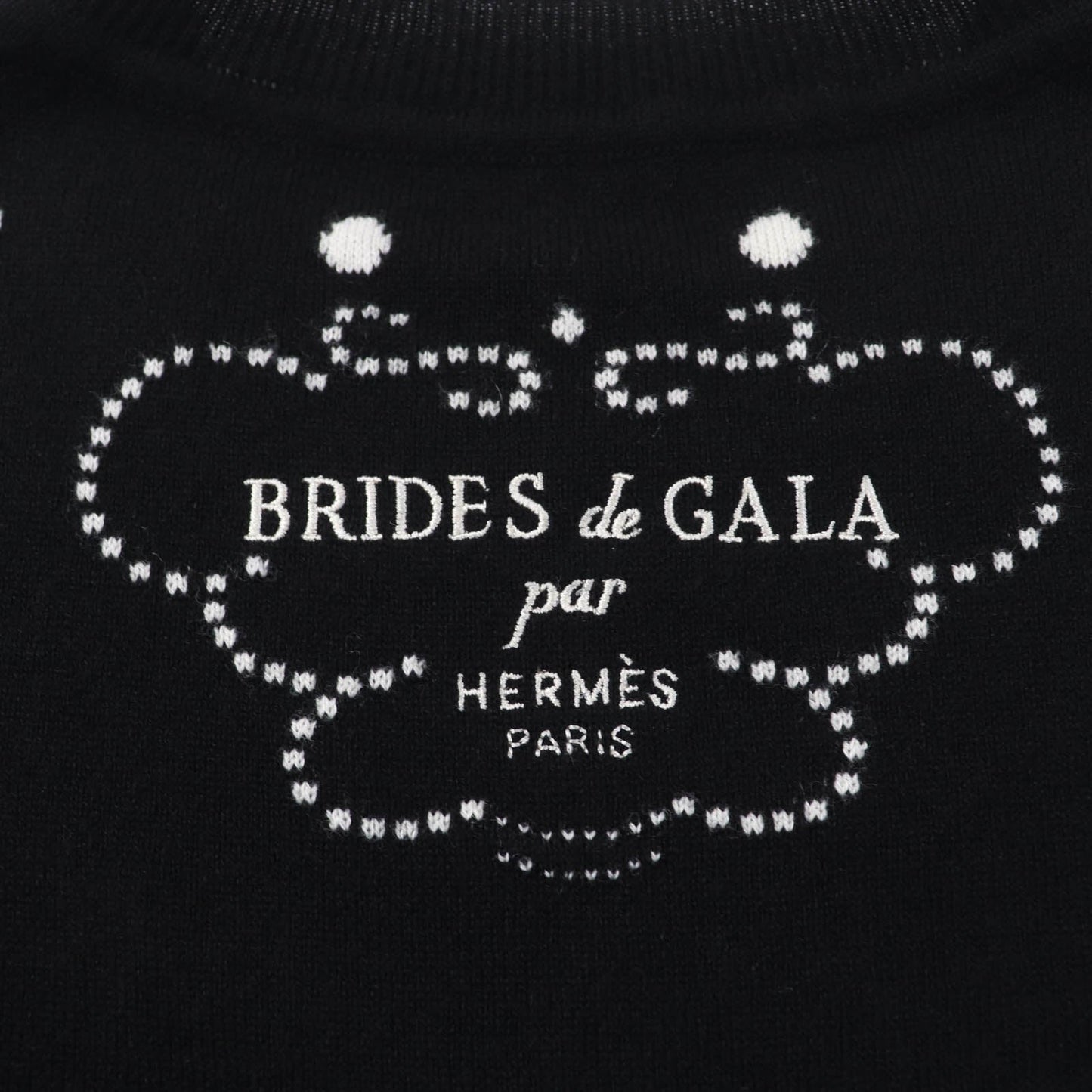 HERMES Short sleeve knit 3E2623D8 cashmere black BRIDES de GALA Ceremony Bridle 34