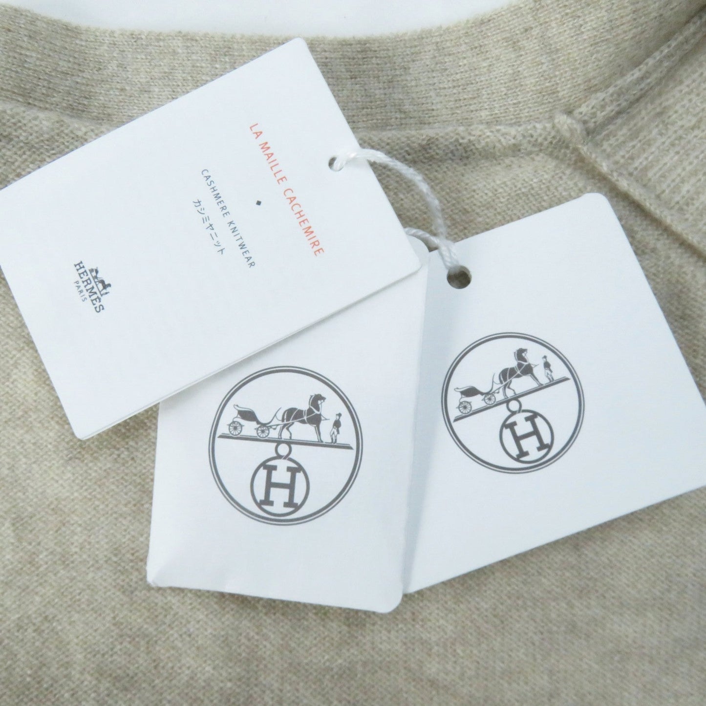 HERMES cardigan 4E2701D1 cashmere beige 38