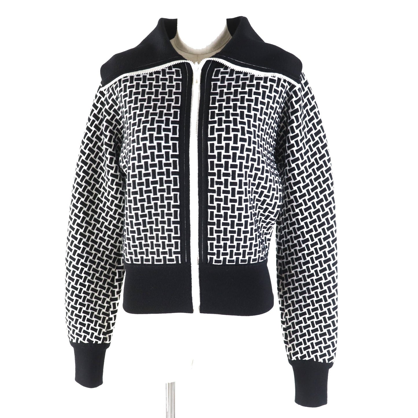 HERMES Blouson 2H2200DD wool Black White cartouche 34