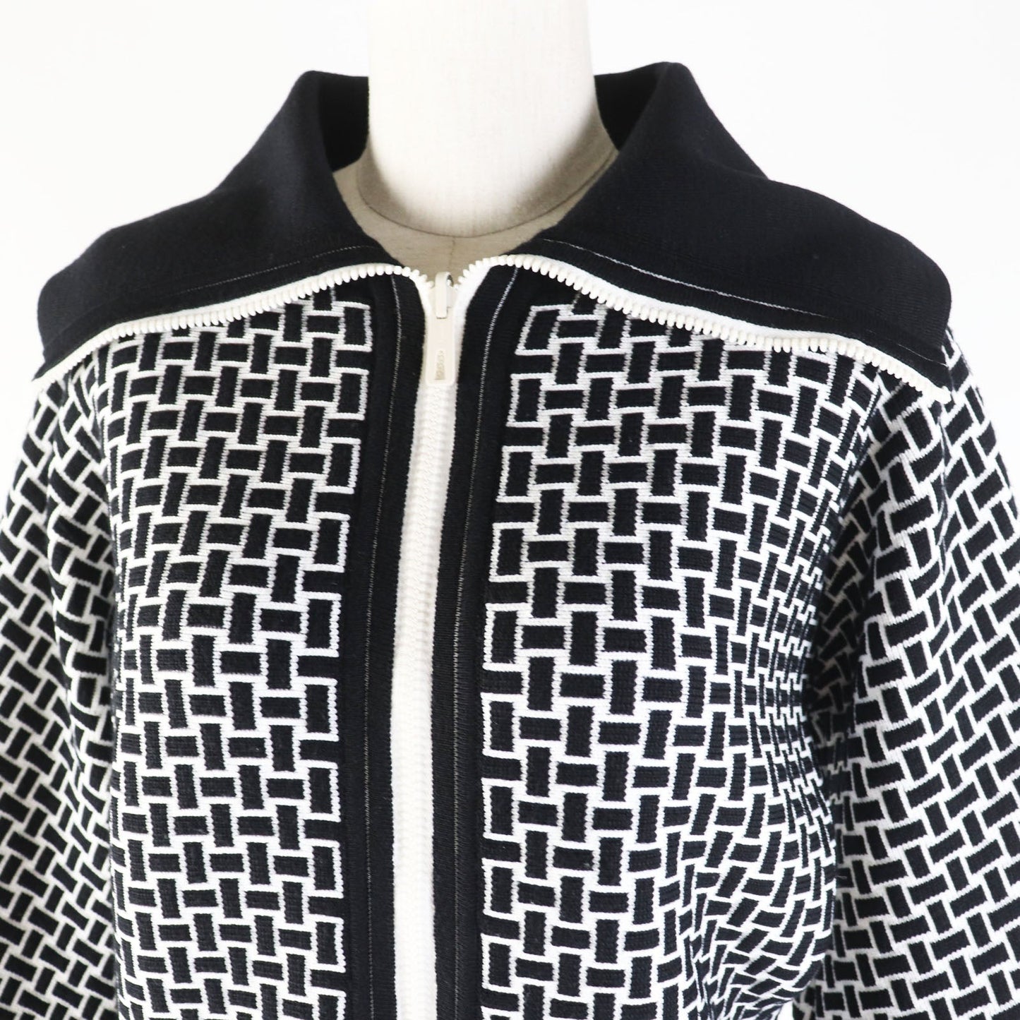HERMES Blouson 2H2200DD wool Black White cartouche 34