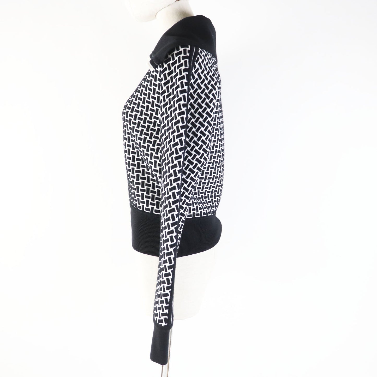 HERMES Blouson 2H2200DD wool Black White cartouche 34