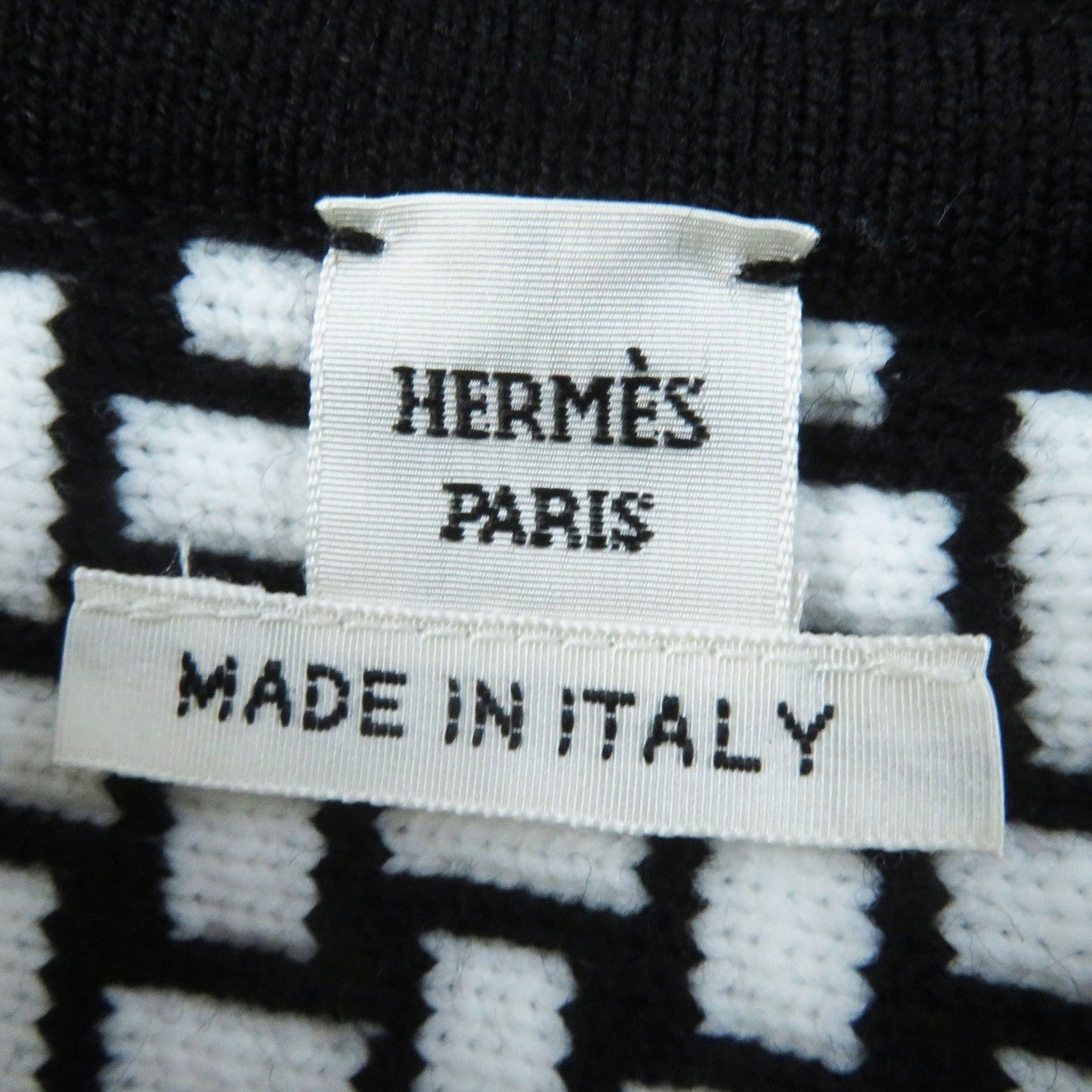 HERMES Blouson 2H2200DD wool Black White cartouche 34