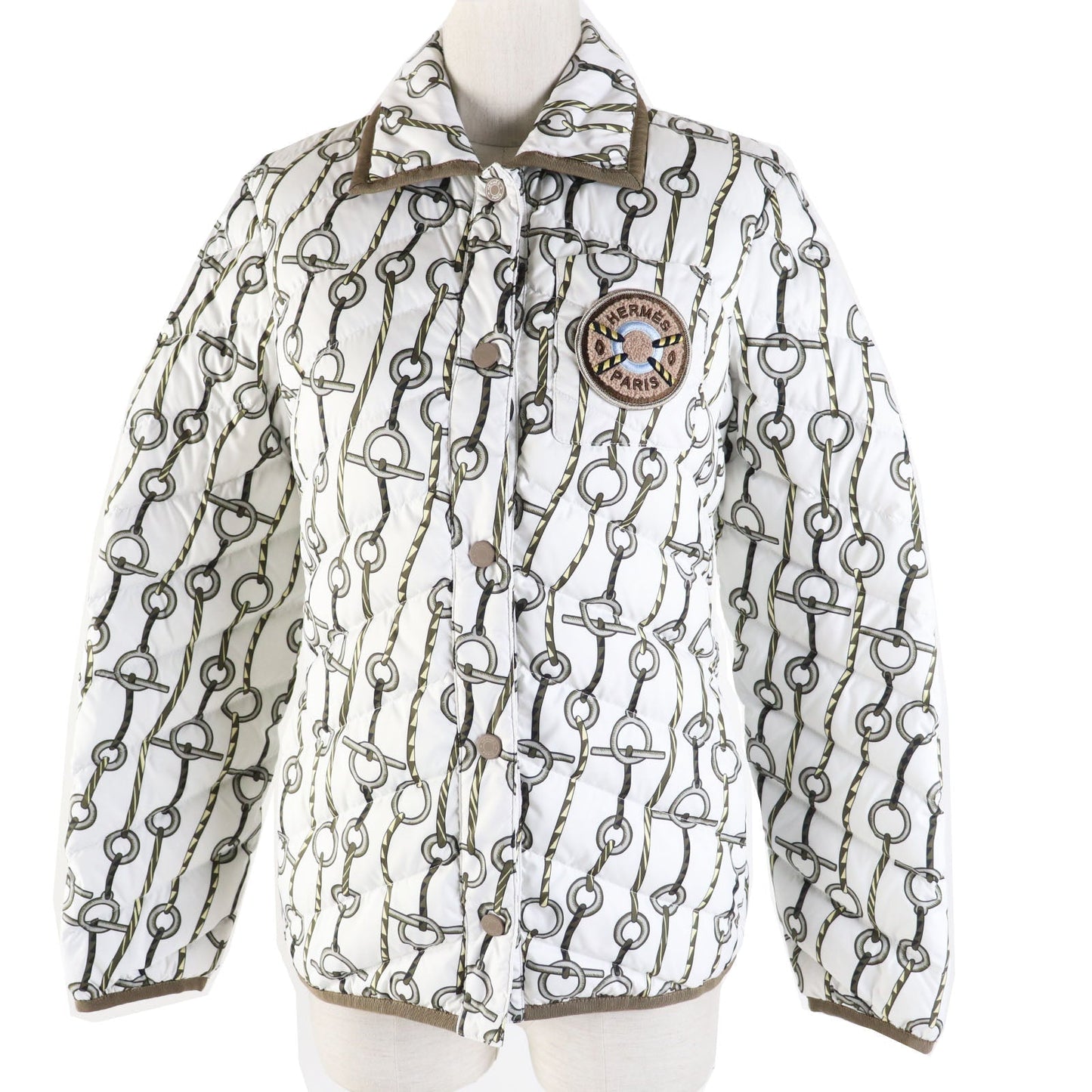 HERMES Down jacket 3H0171D2 polyester White Brown type 34