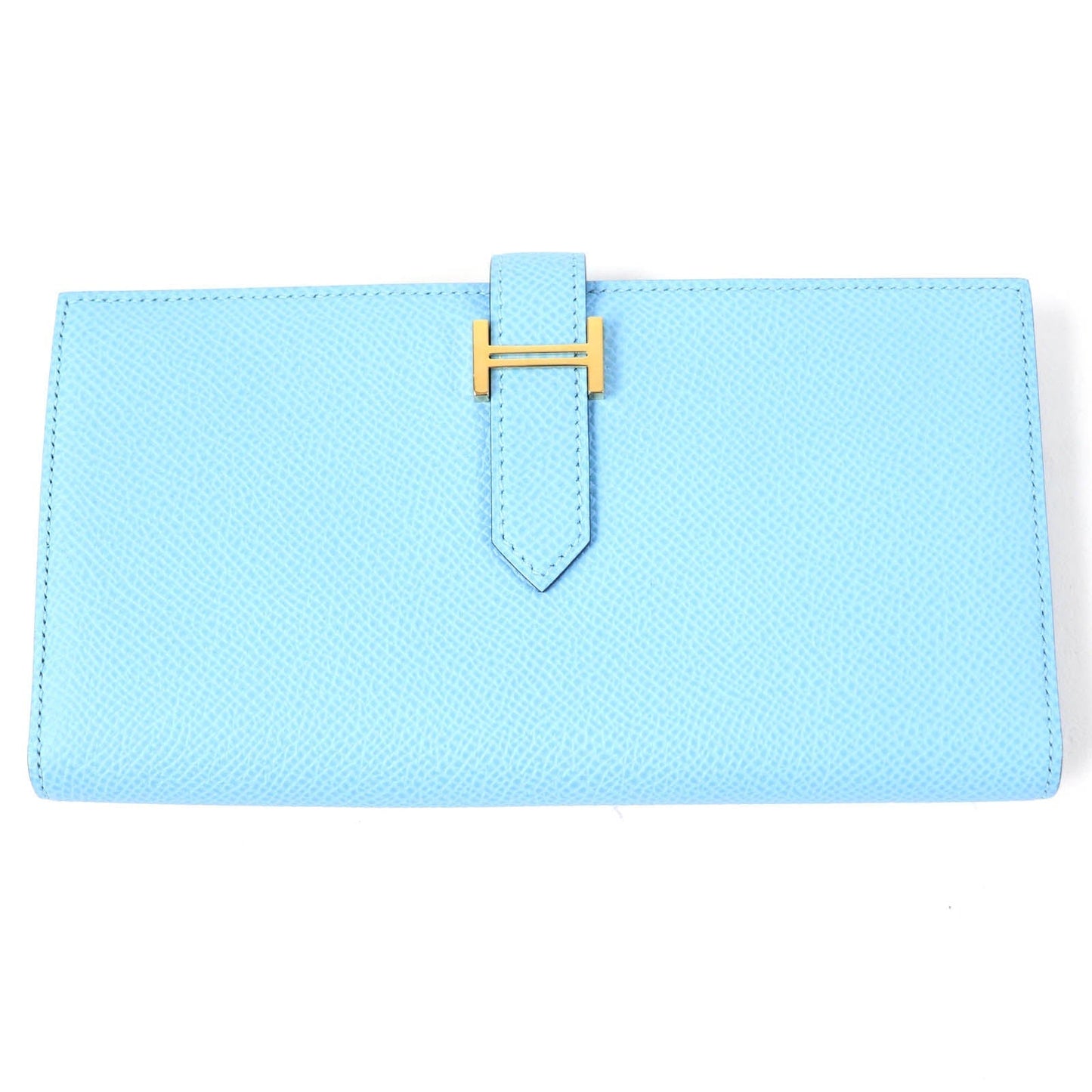 HERMES Long Wallet Purse Epsom Celeste Veil Jade Beansufla
