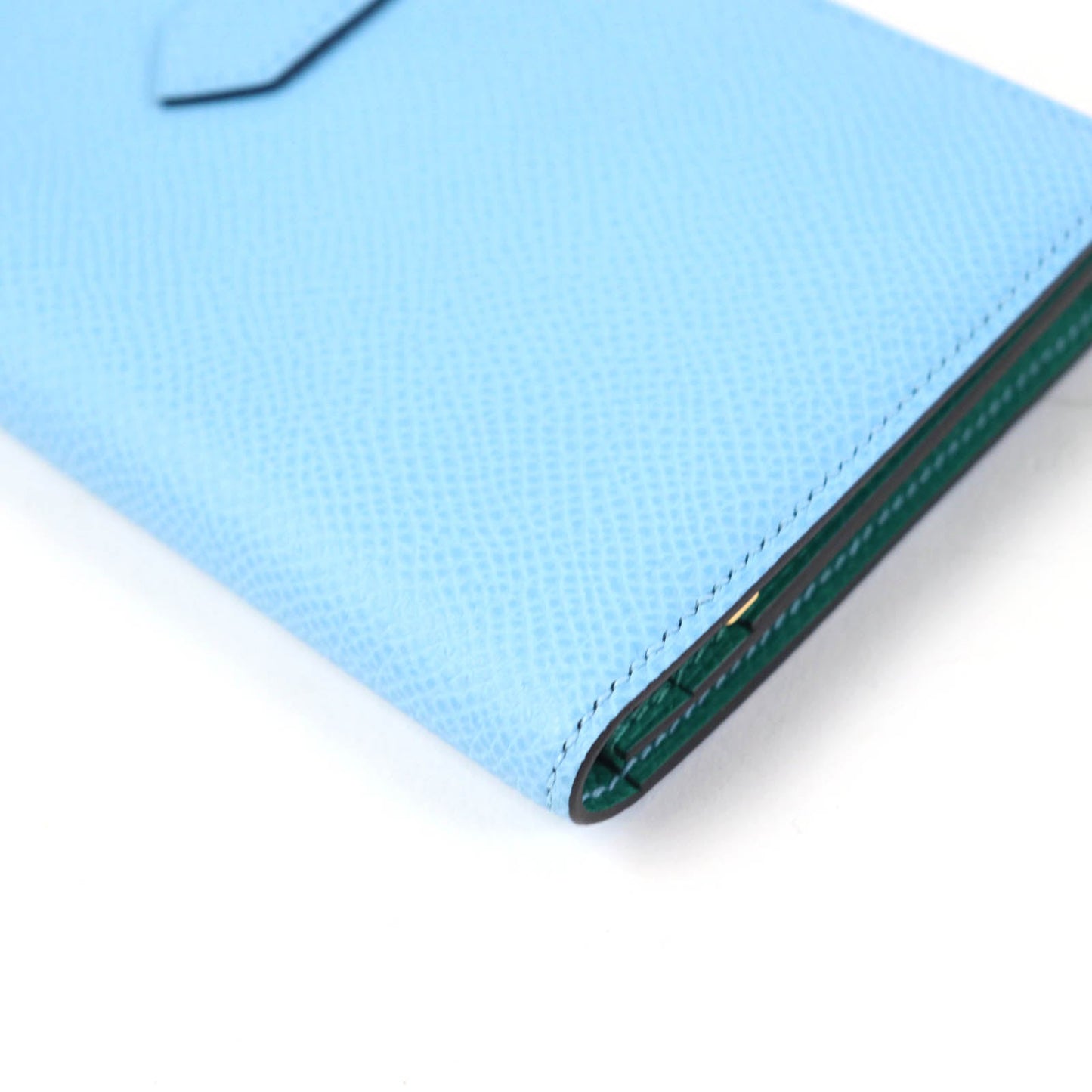 HERMES Long Wallet Purse Epsom Celeste Veil Jade Beansufla