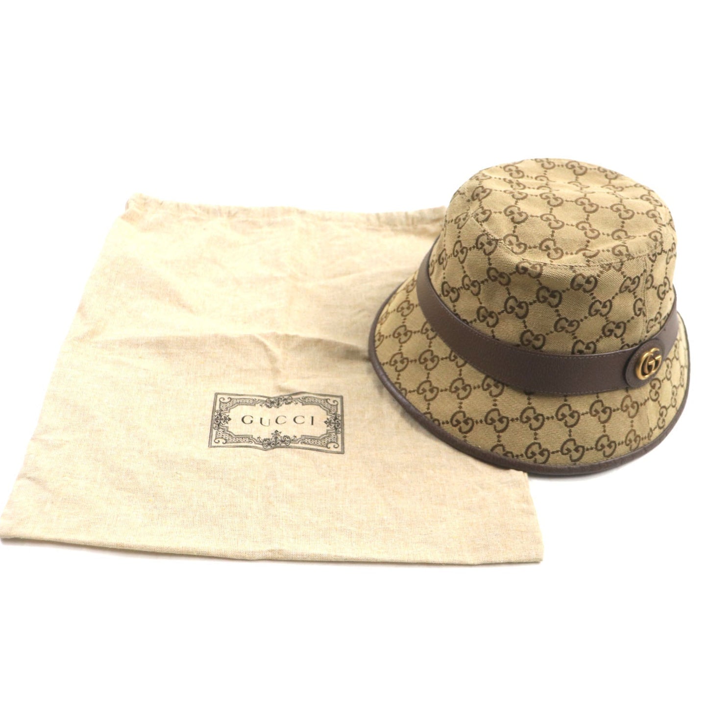 GUCCI hat 576587 cotton light brown GG Canvas Fedora Hat M