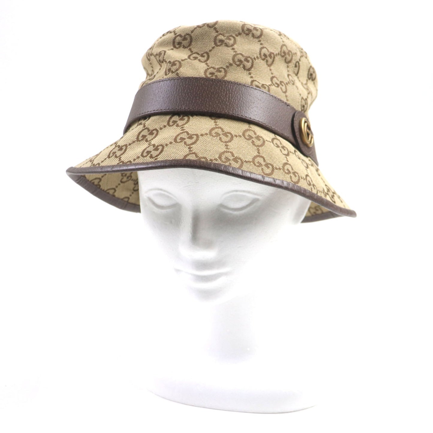 GUCCI hat 576587 cotton light brown GG Canvas Fedora Hat M