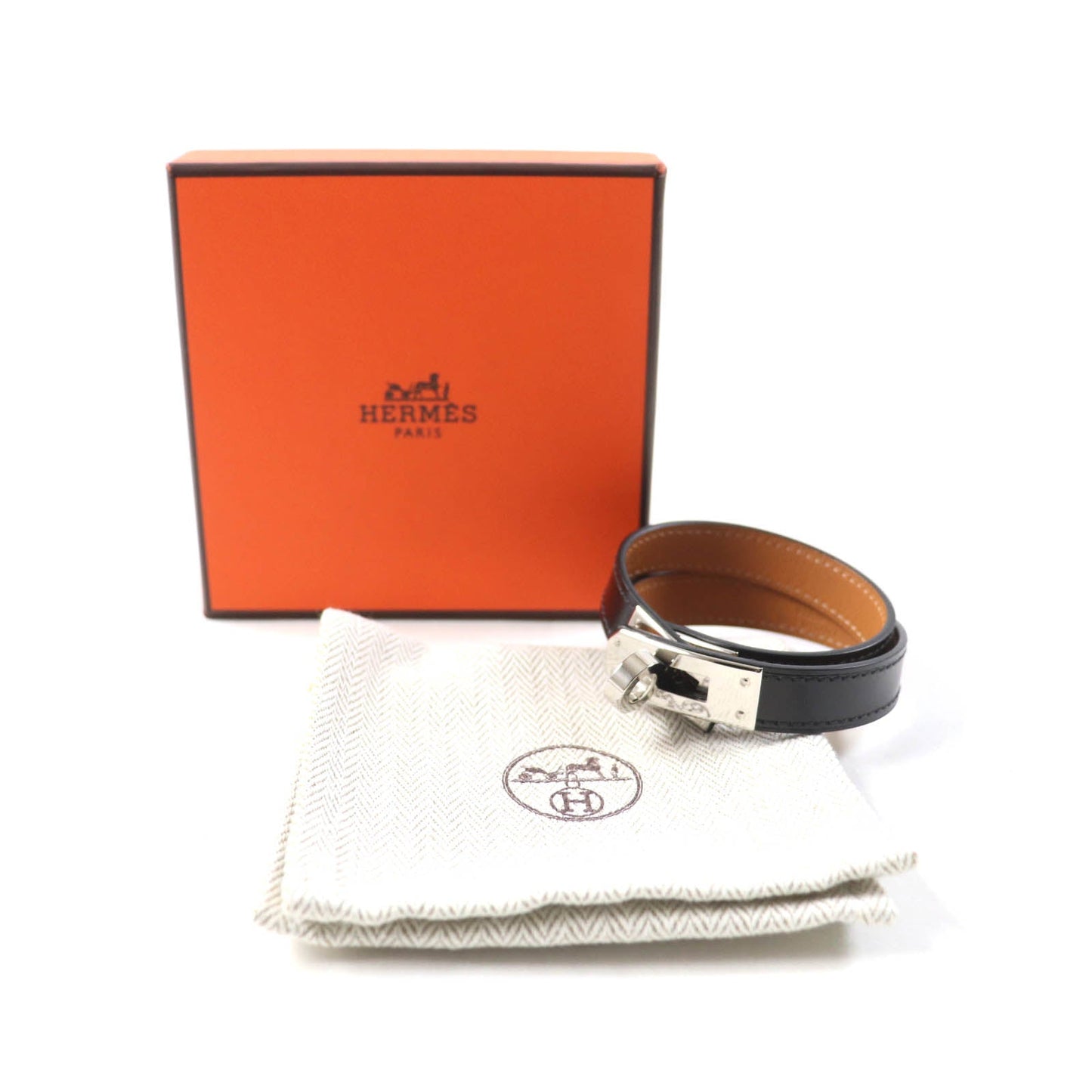 HERMES bracelet Box scarf black Kelly DeBultour