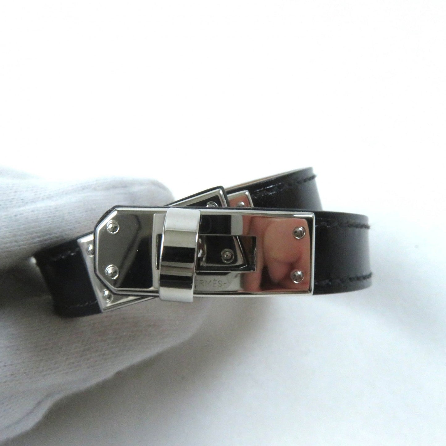 HERMES bracelet Box scarf black Kelly DeBultour
