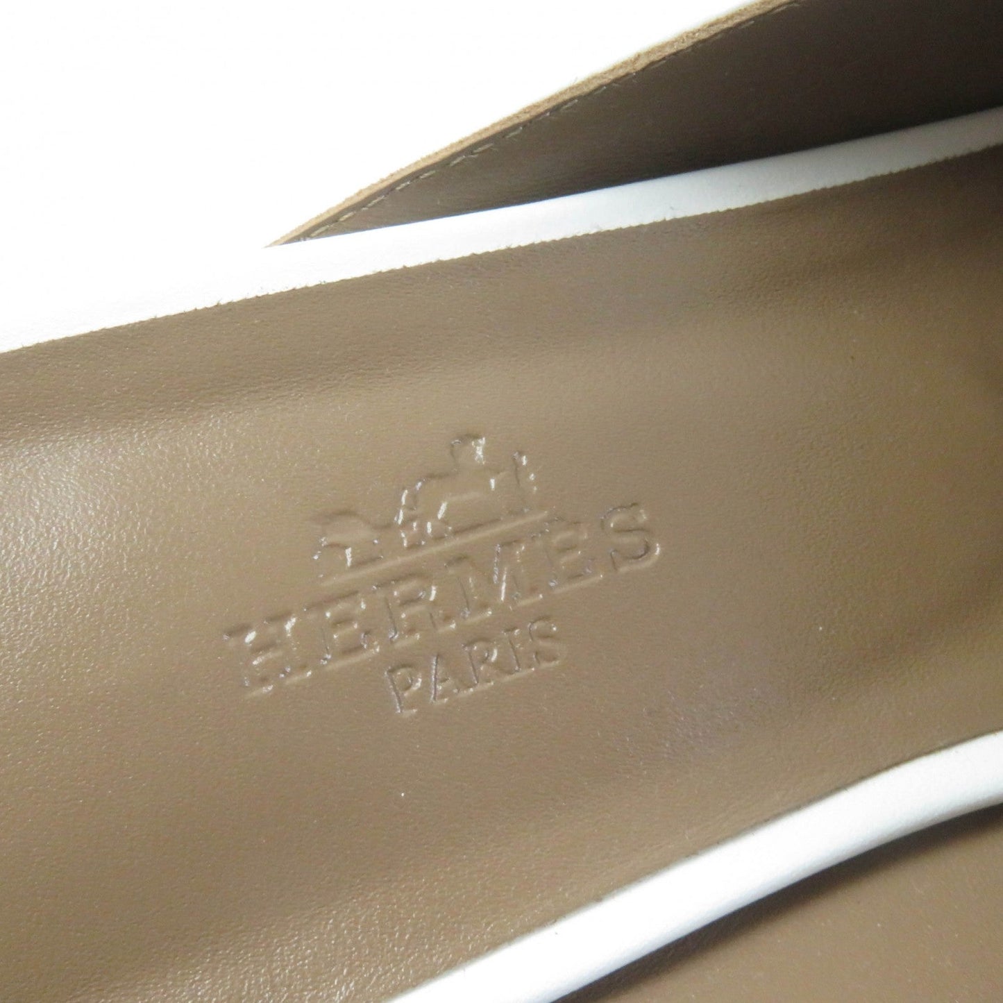 HERMES Mule leather white Oz 38.5