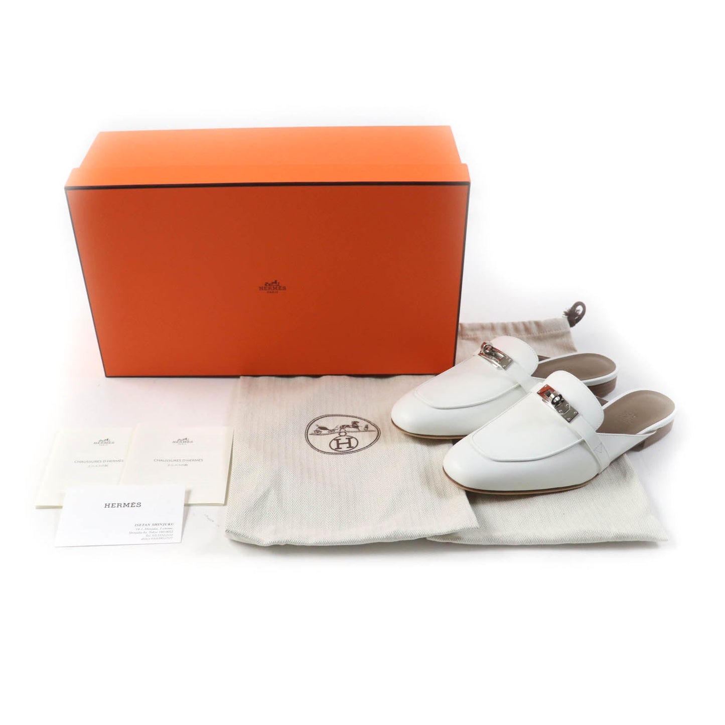 HERMES Mule leather white Oz 38.5