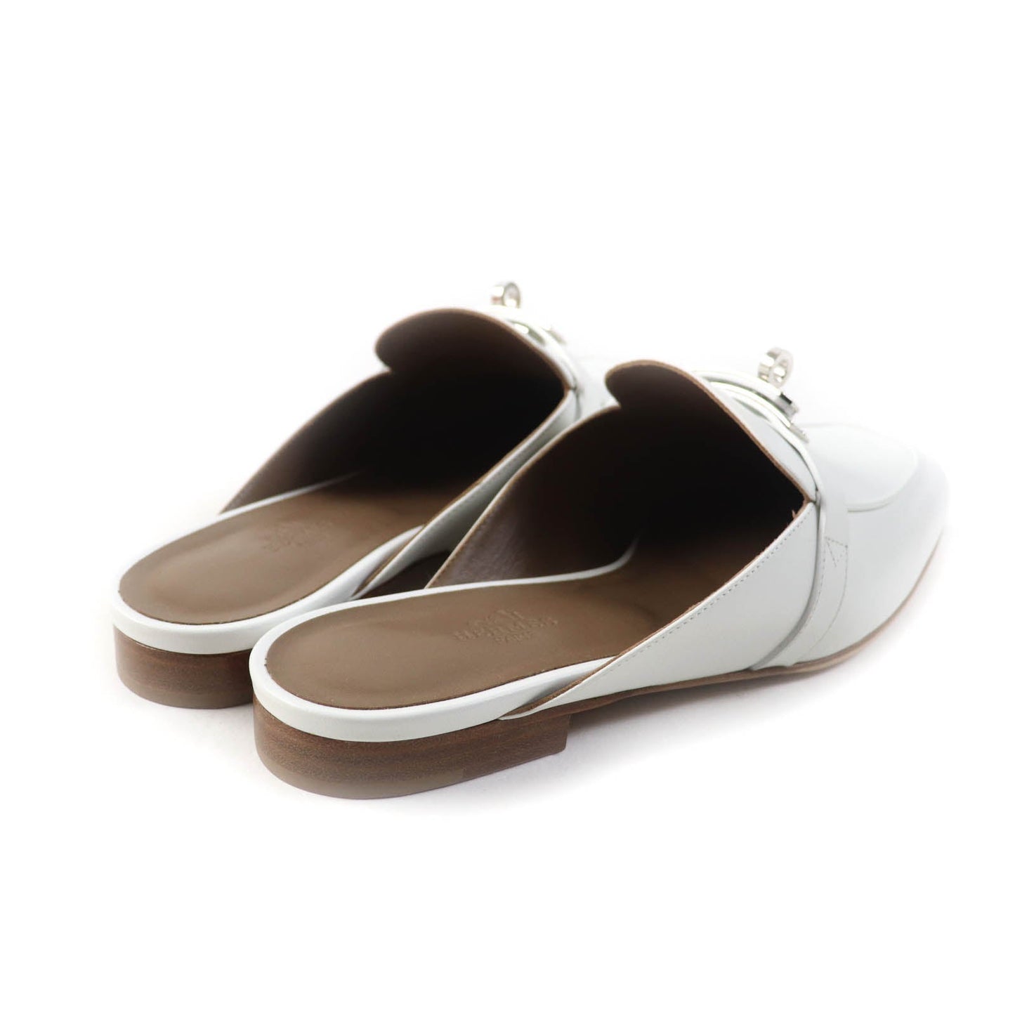 HERMES Mule leather white Oz 38.5