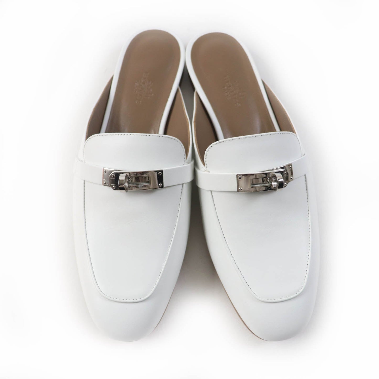 HERMES Mule leather white Oz 38.5