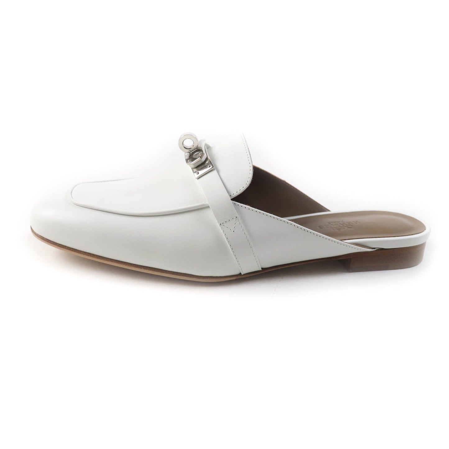 HERMES Mule leather white Oz 38.5
