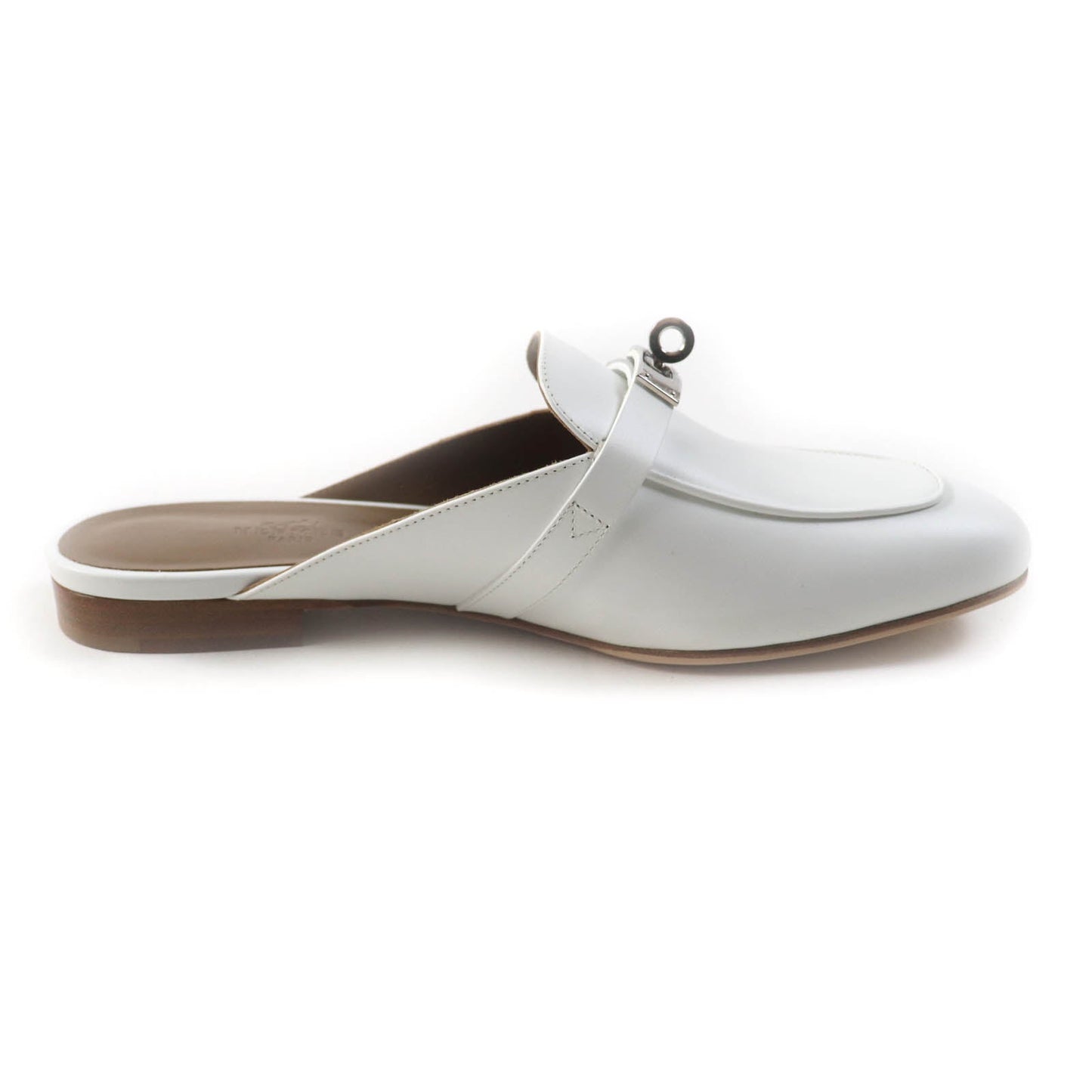 HERMES Mule leather white Oz 38.5