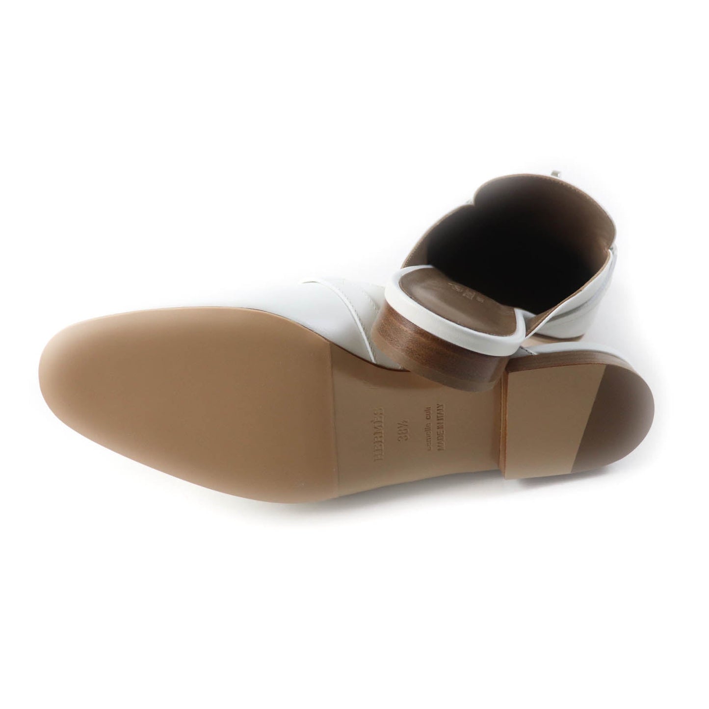 HERMES Mule leather white Oz 38.5