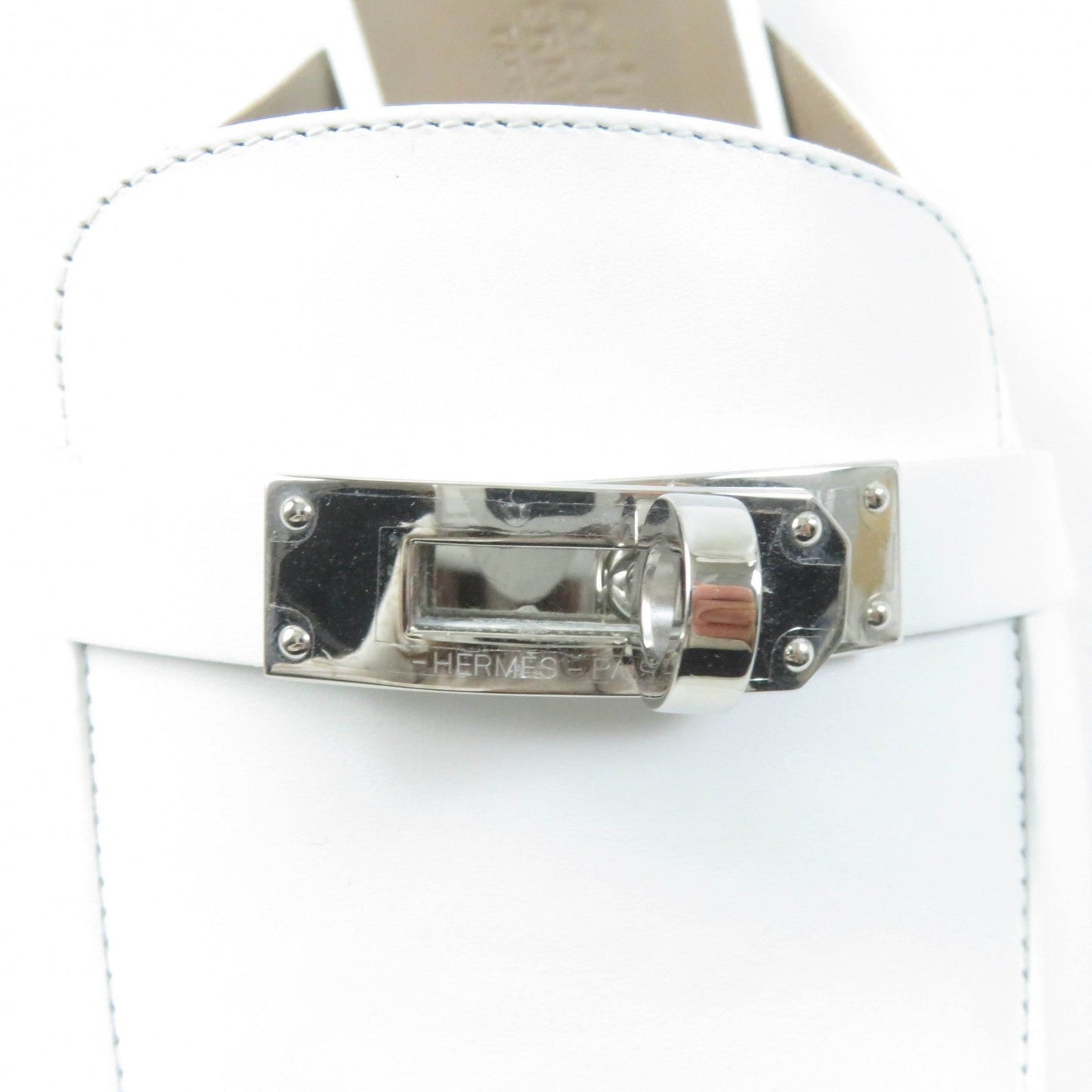 HERMES Mule leather white Oz 38.5