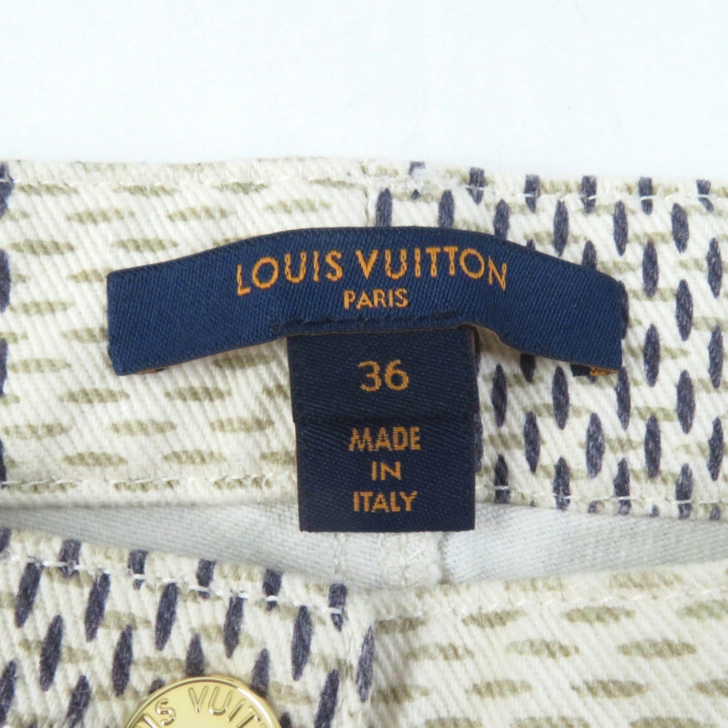 LOUIS VUITTON Denim pants cotton Beige black 36
