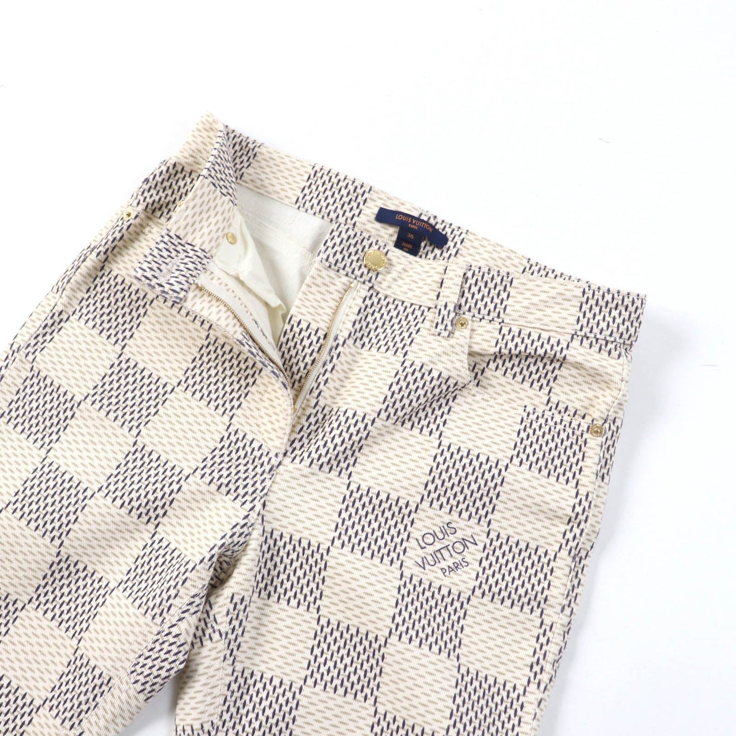 LOUIS VUITTON Denim pants cotton Beige black 36