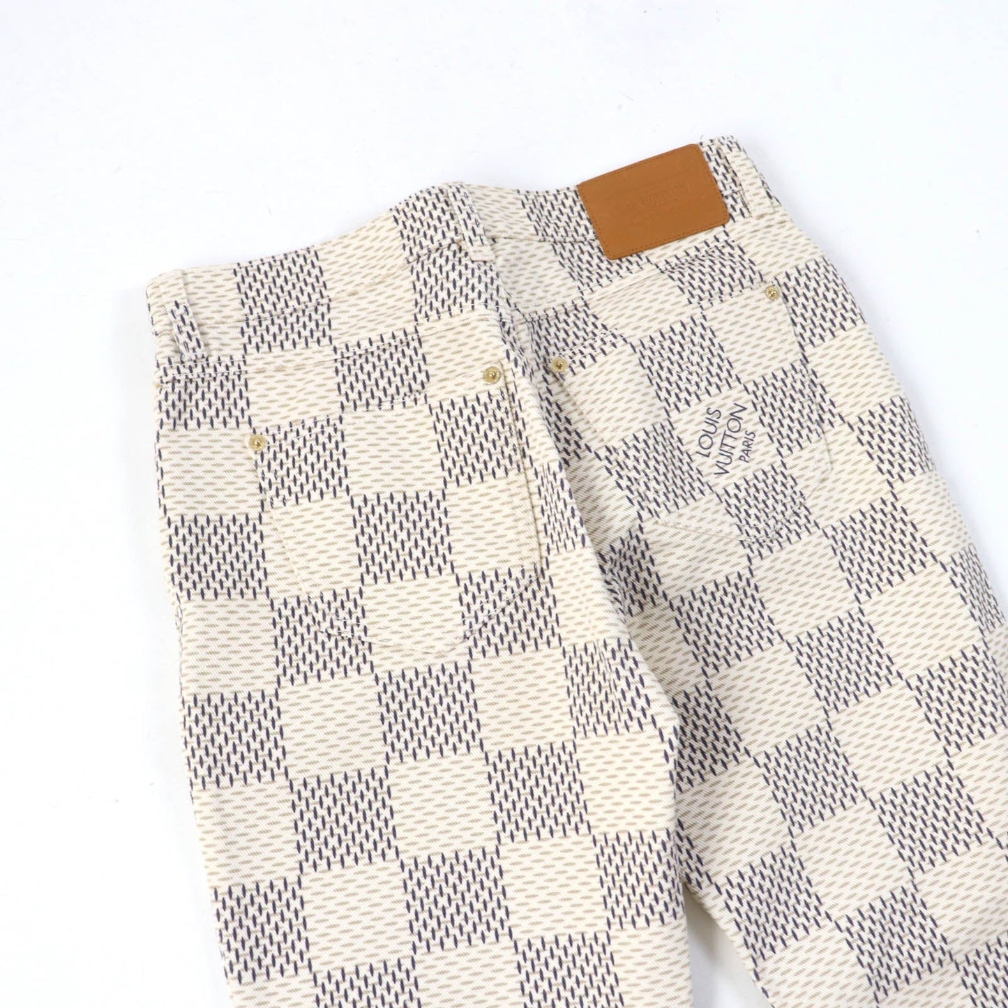 LOUIS VUITTON Denim pants cotton Beige black 36