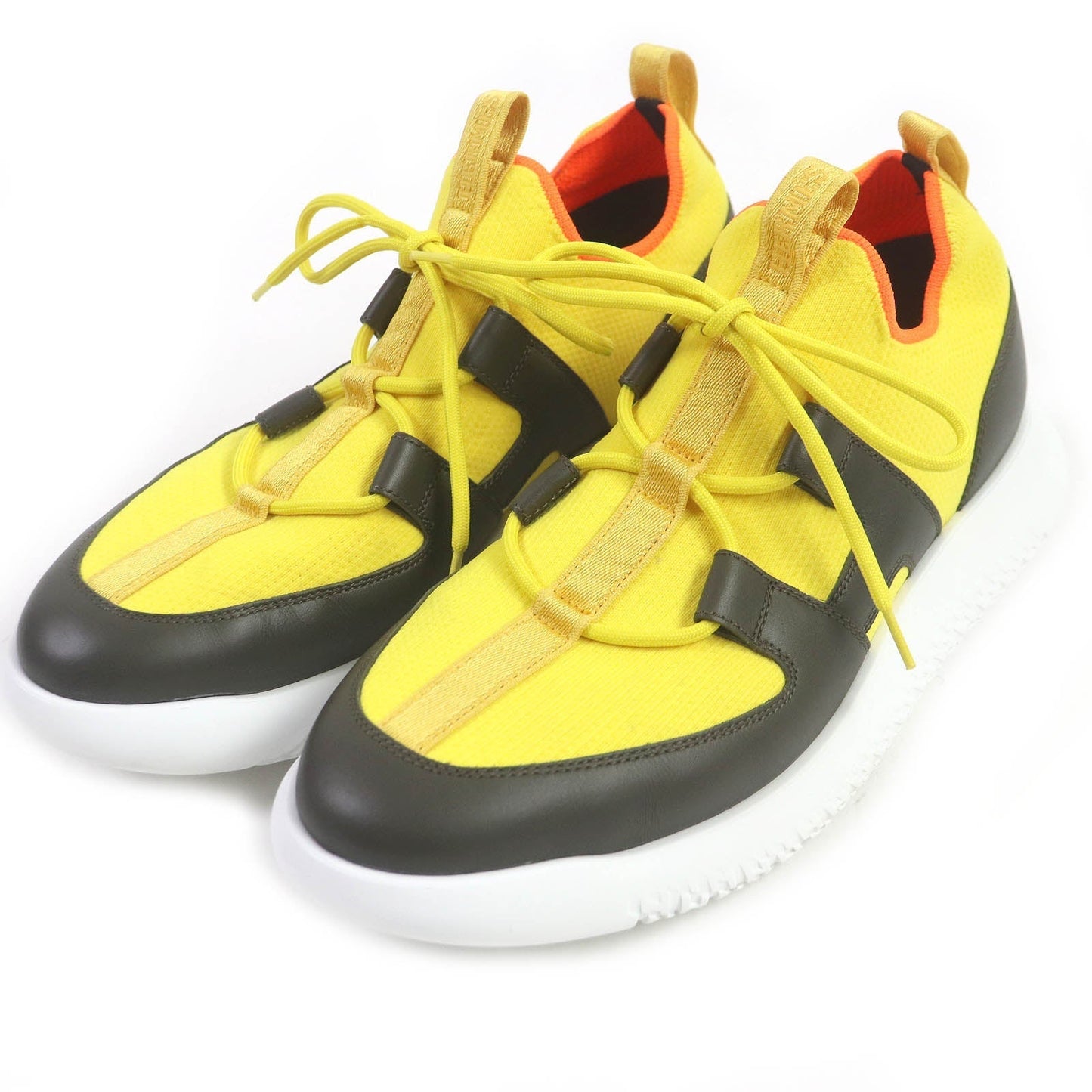 HERMES Low cut sneakers leather Yellow black Duel 42