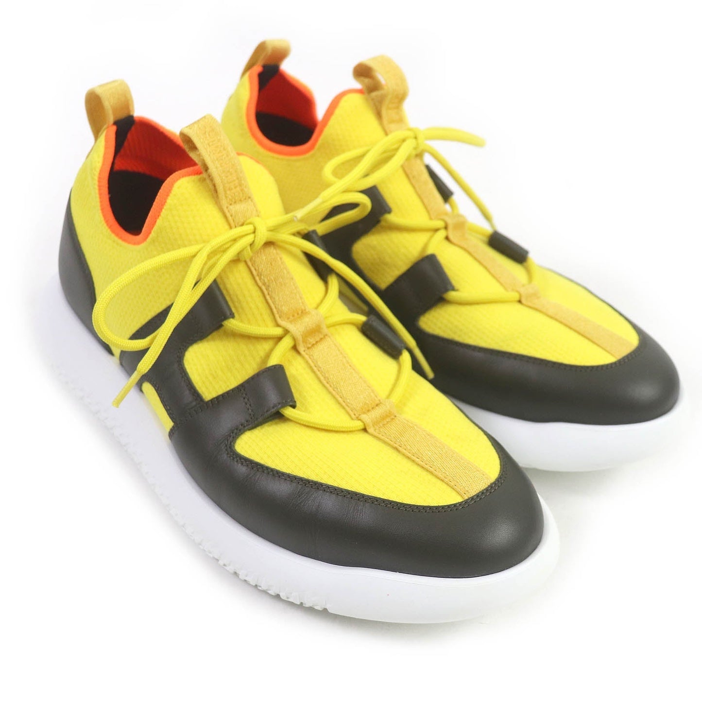HERMES Low cut sneakers leather Yellow black Duel 42