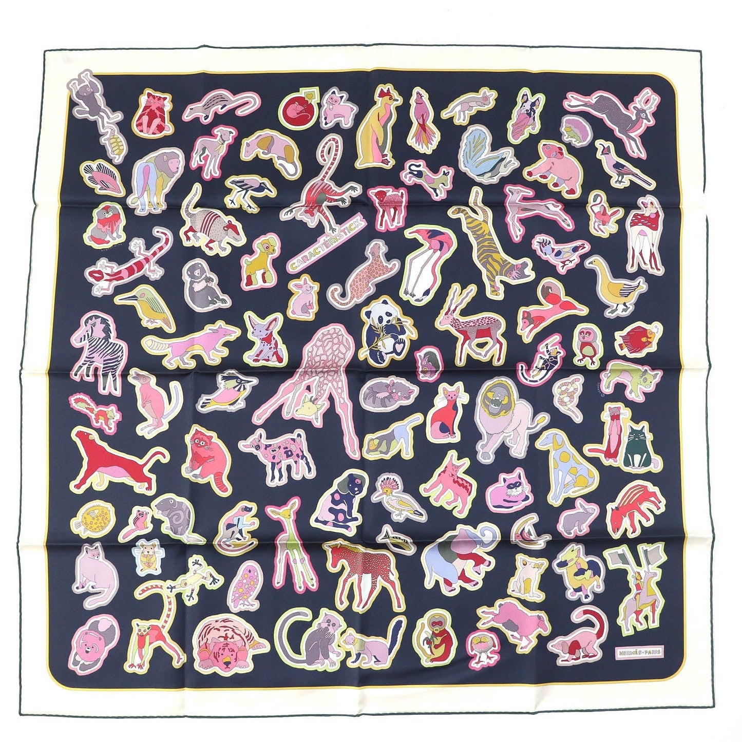 HERMES scarf silk CABAN/ROSE/MULTICO DOUBLE FACE CARACTERISTICK