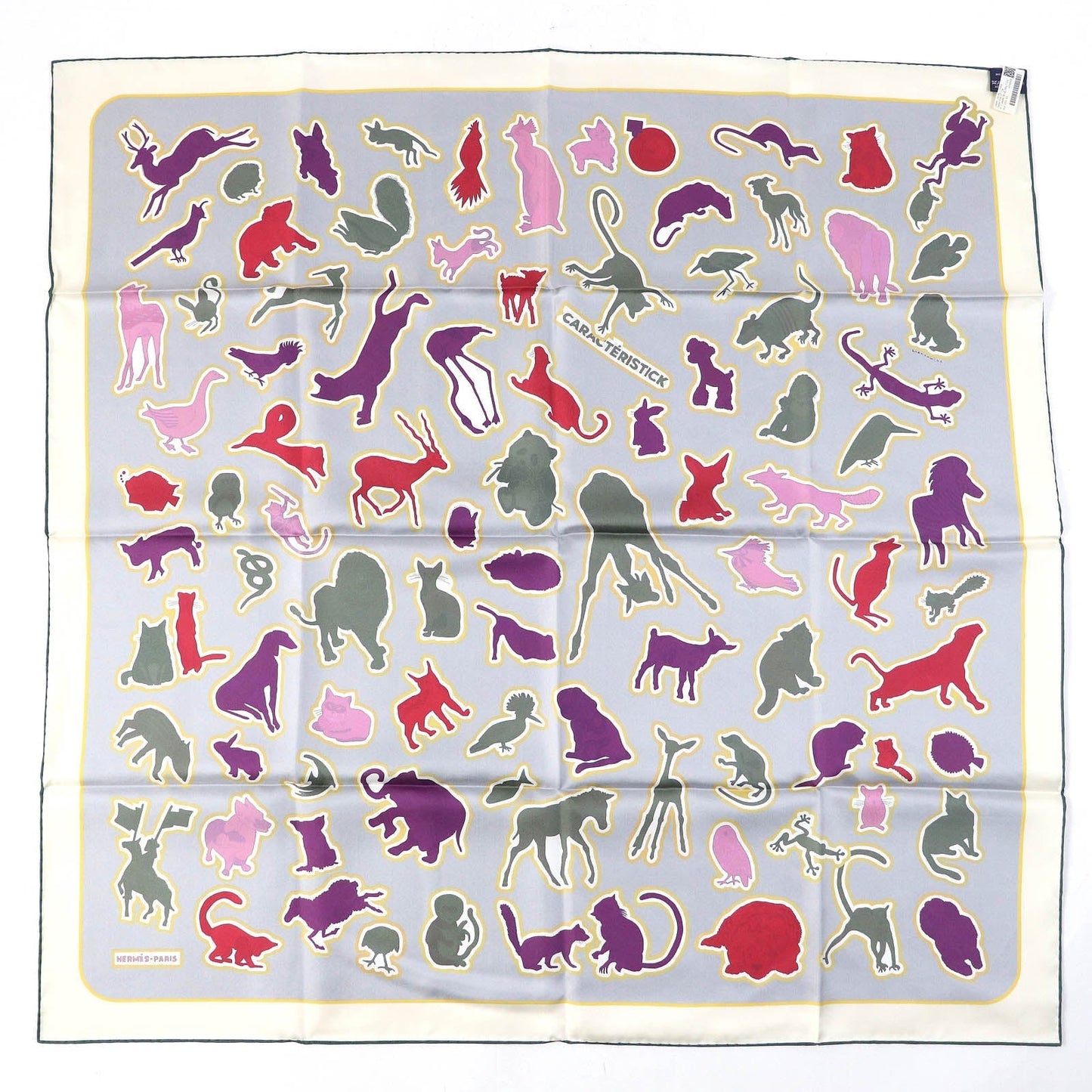 HERMES scarf silk CABAN/ROSE/MULTICO DOUBLE FACE CARACTERISTICK