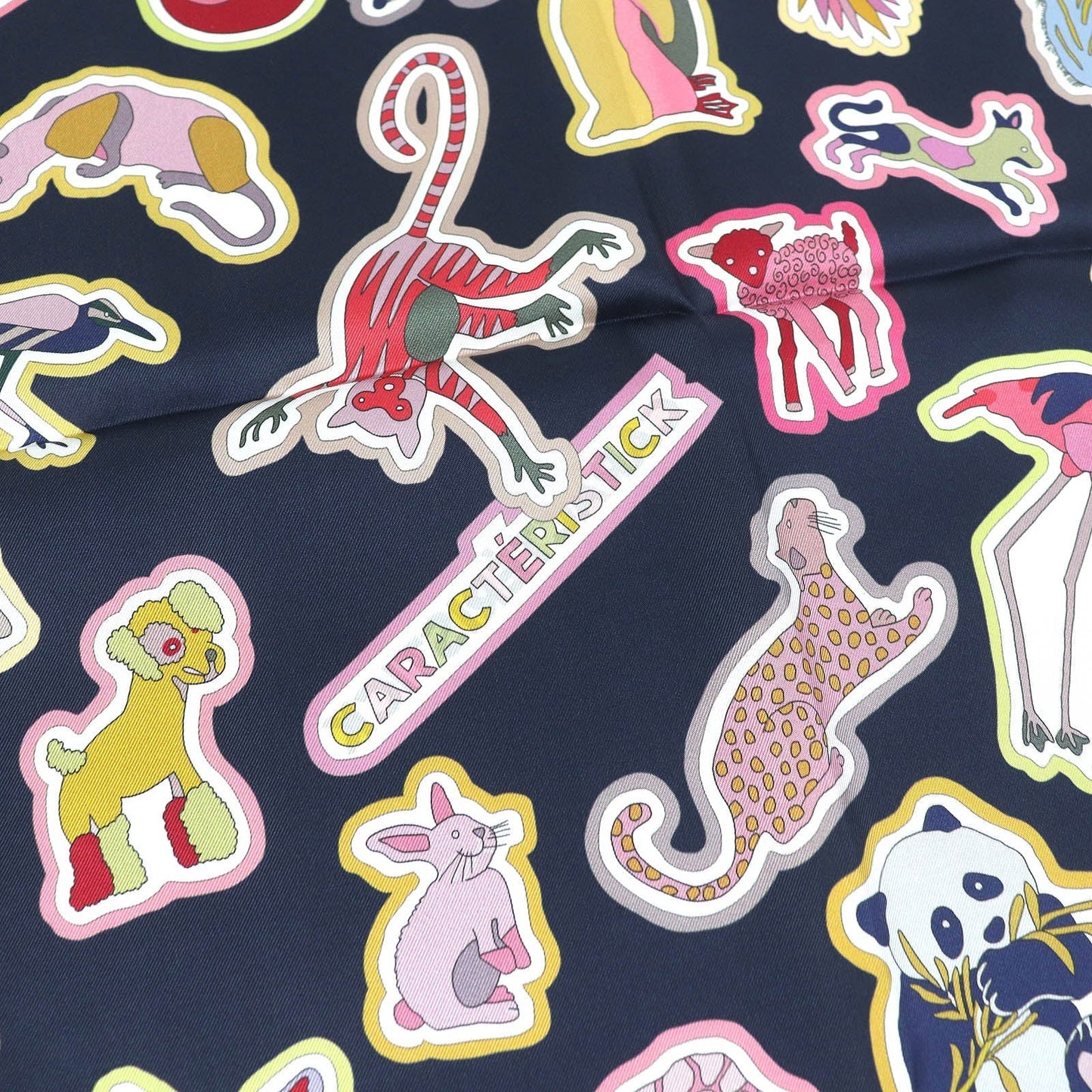 HERMES scarf silk CABAN/ROSE/MULTICO DOUBLE FACE CARACTERISTICK