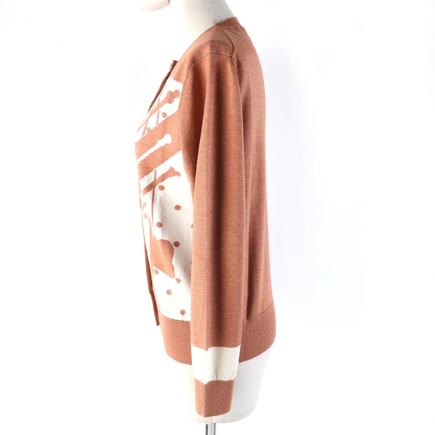 HERMES cardigan cashmere Brown type White Clic Clac 38
