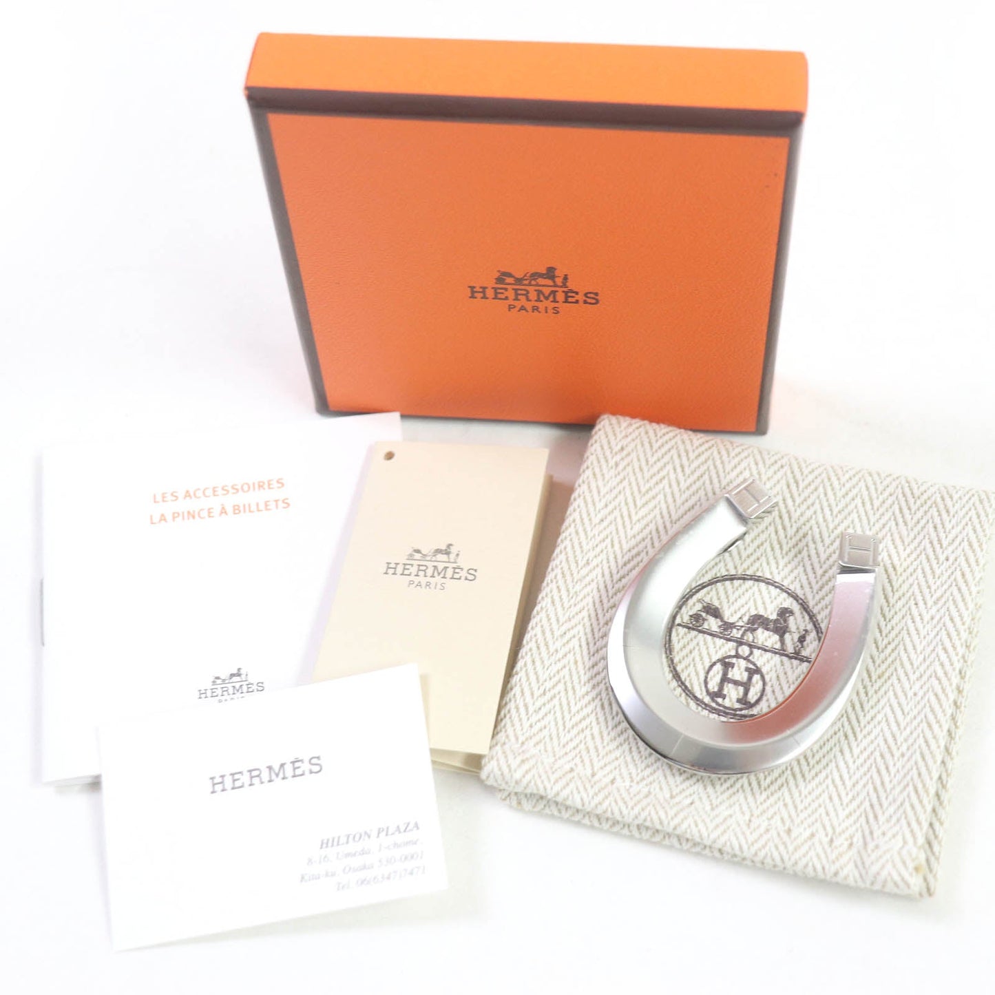 HERMES Money clip H077310FJ00 metal Silver Rack Horseshoe