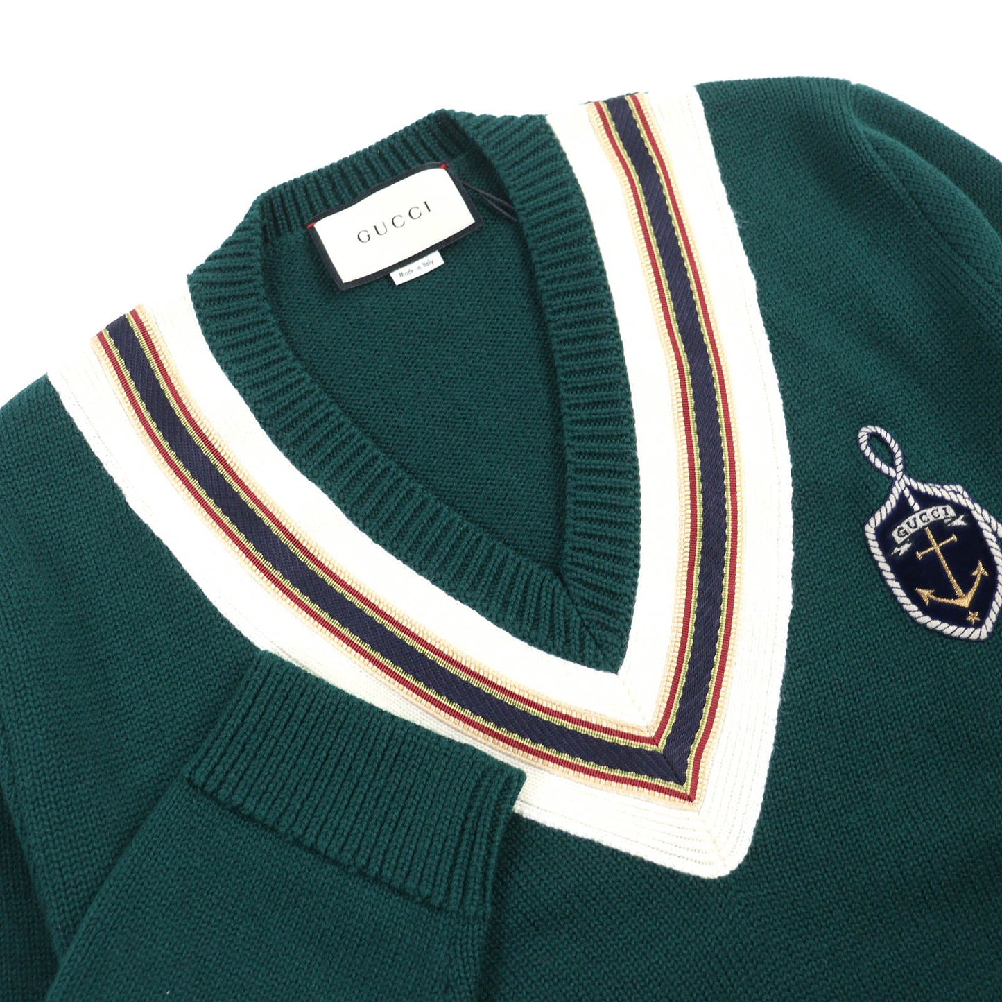 GUCCI sweater 545763 wool Green white L