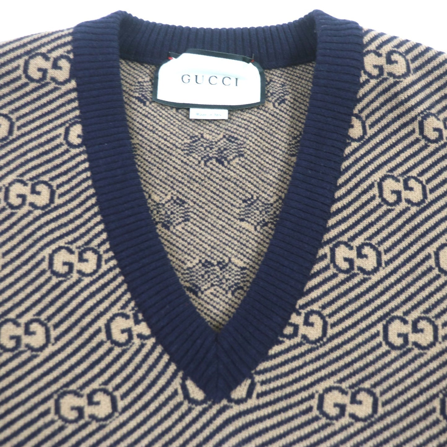 GUCCI sweater 626643 wool Brown navy XS