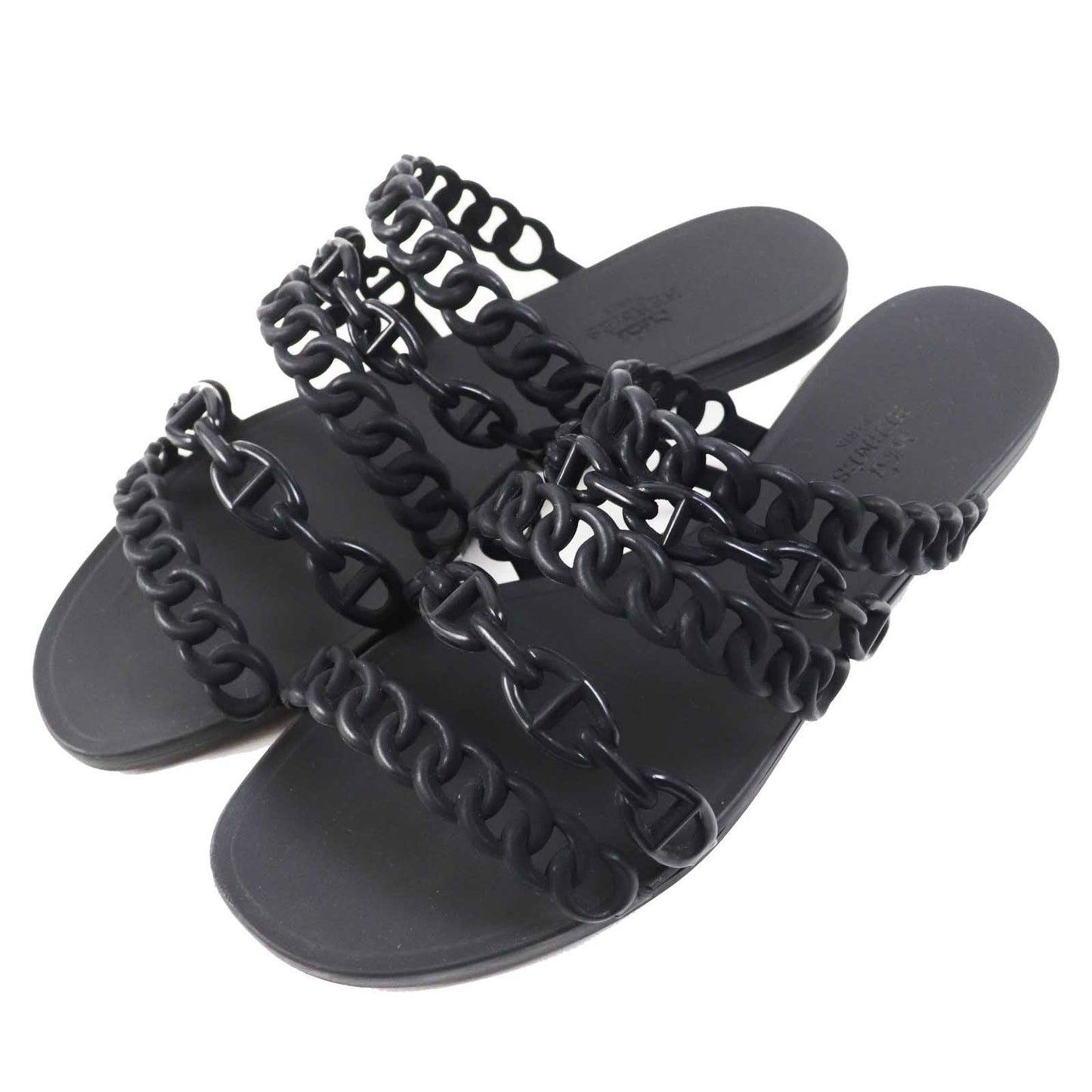 HERMES Sandals rubber black Riverage 38