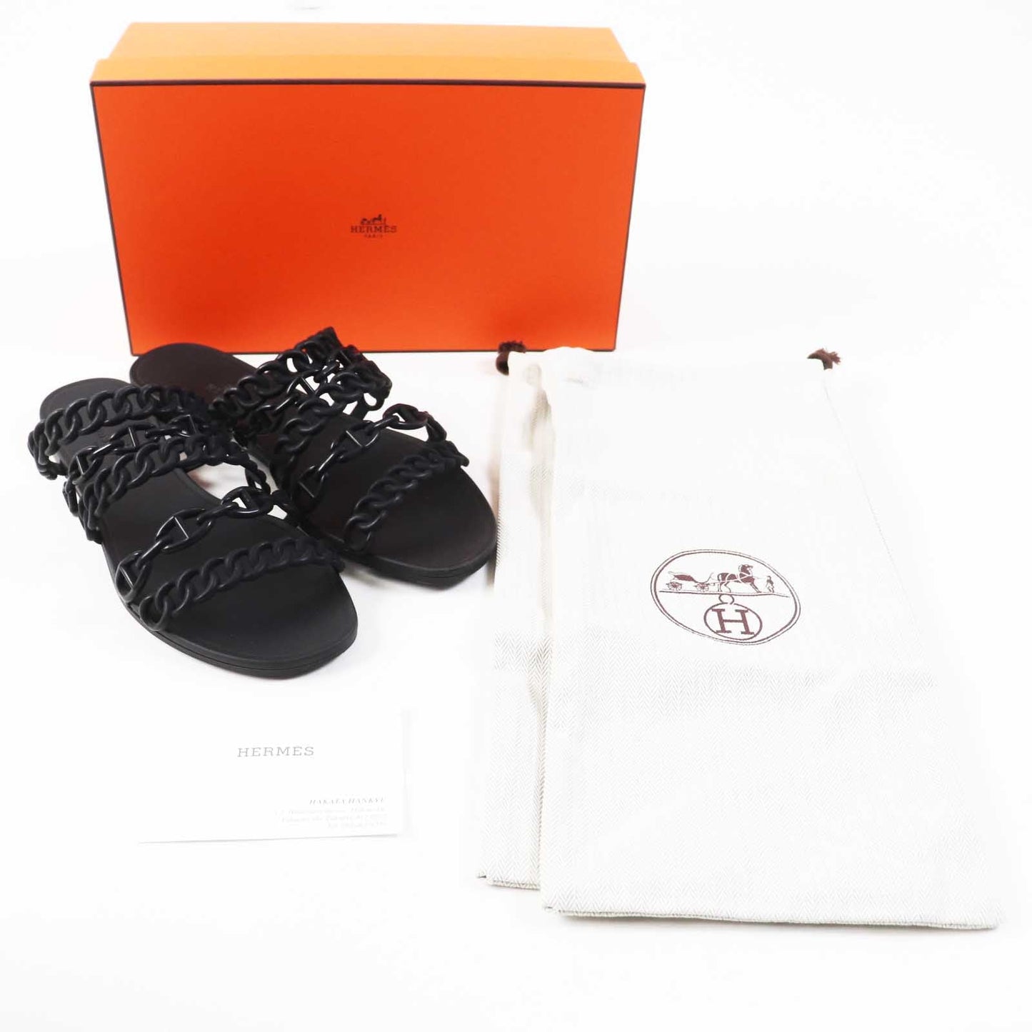 HERMES Sandals rubber black Riverage 38