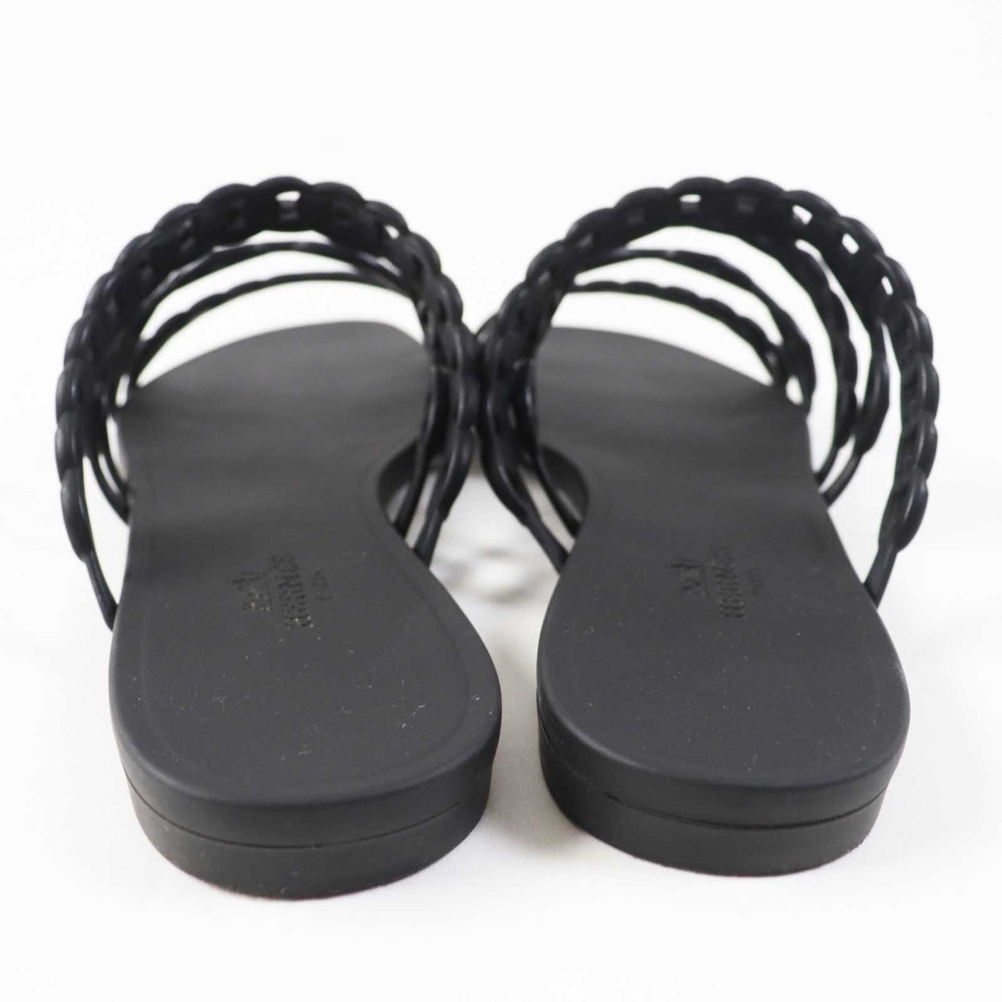 HERMES Sandals rubber black Riverage 38