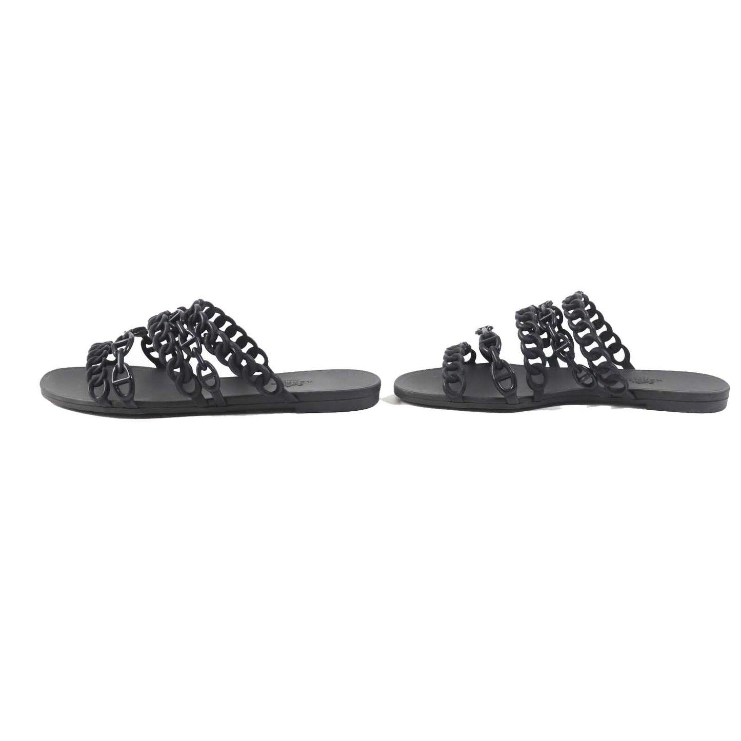 HERMES Sandals rubber black Riverage 38