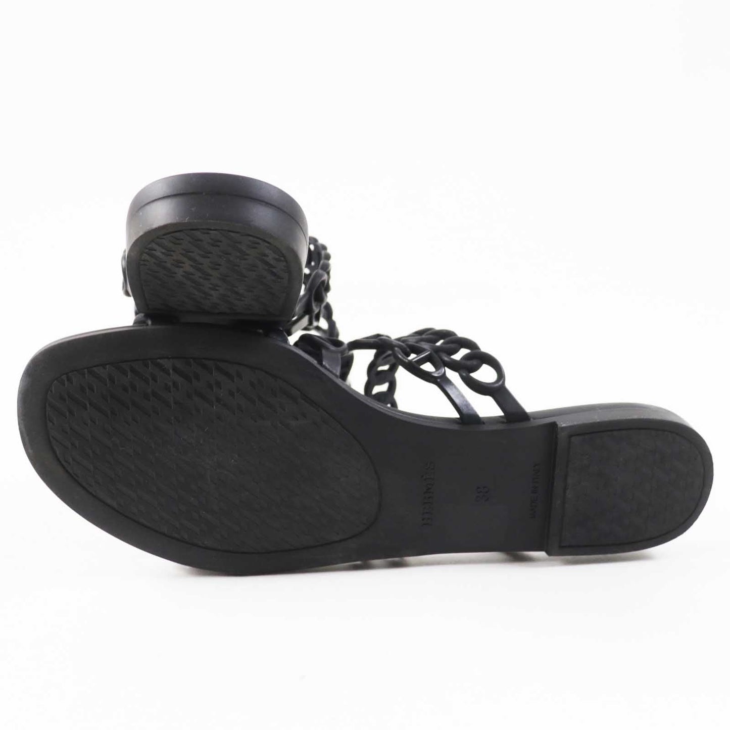 HERMES Sandals rubber black Riverage 38