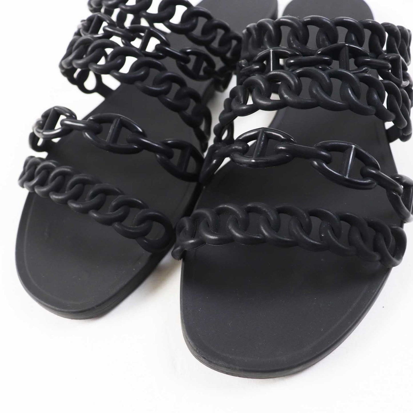 HERMES Sandals rubber black Riverage 38