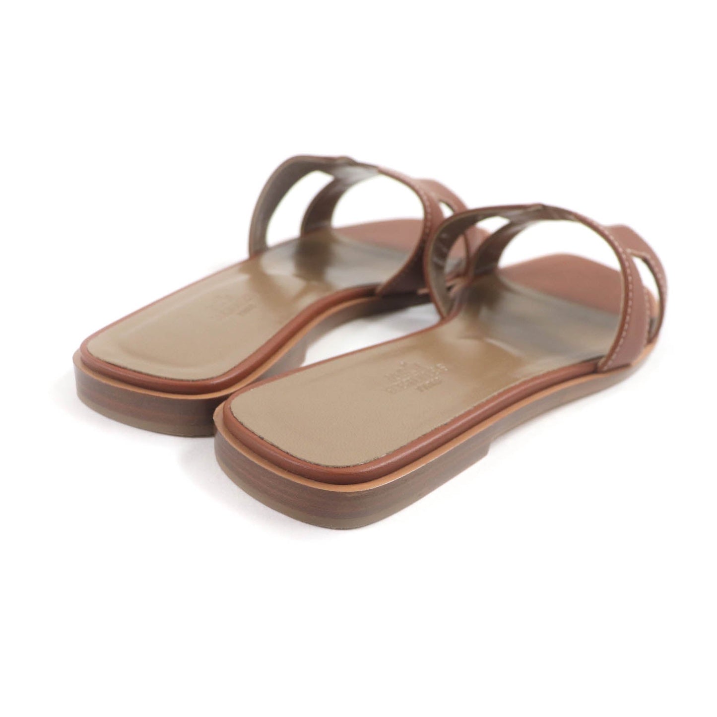 HERMES Sandals leather gold Oran 38