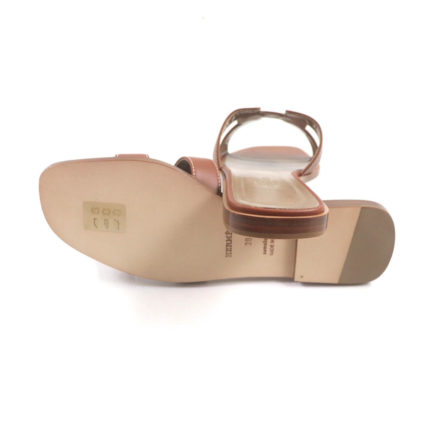 HERMES Sandals leather gold Oran 38