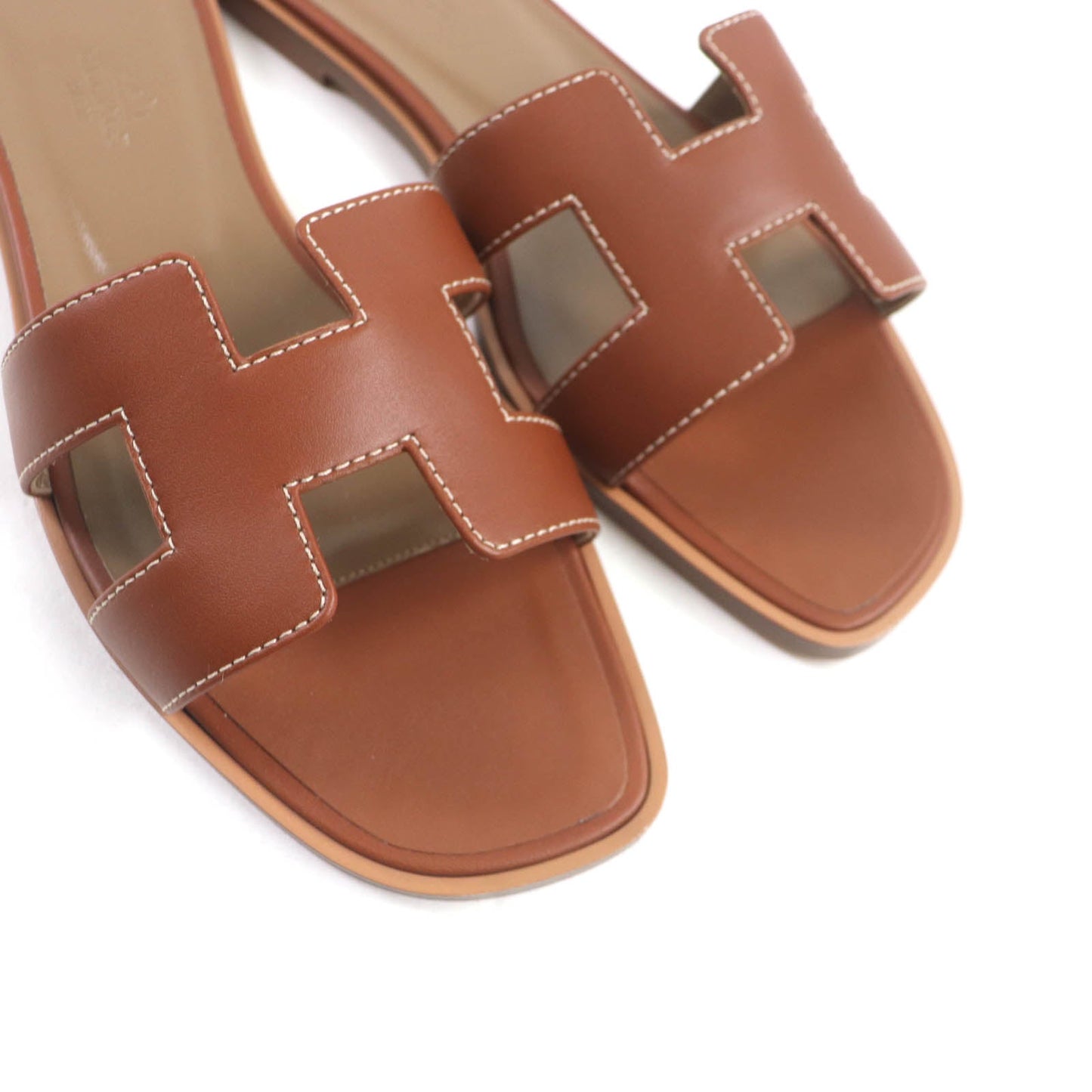 HERMES Sandals leather gold Oran 38
