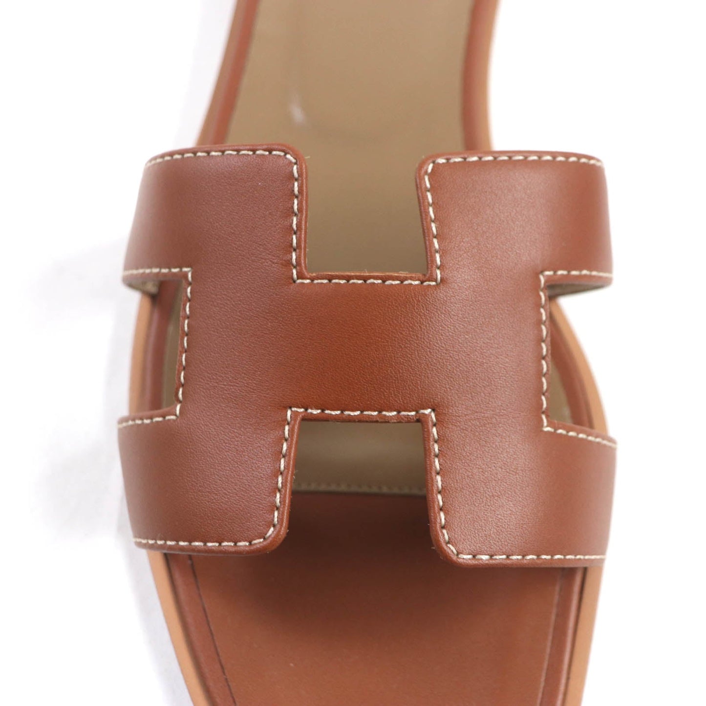 HERMES Sandals leather gold Oran 38