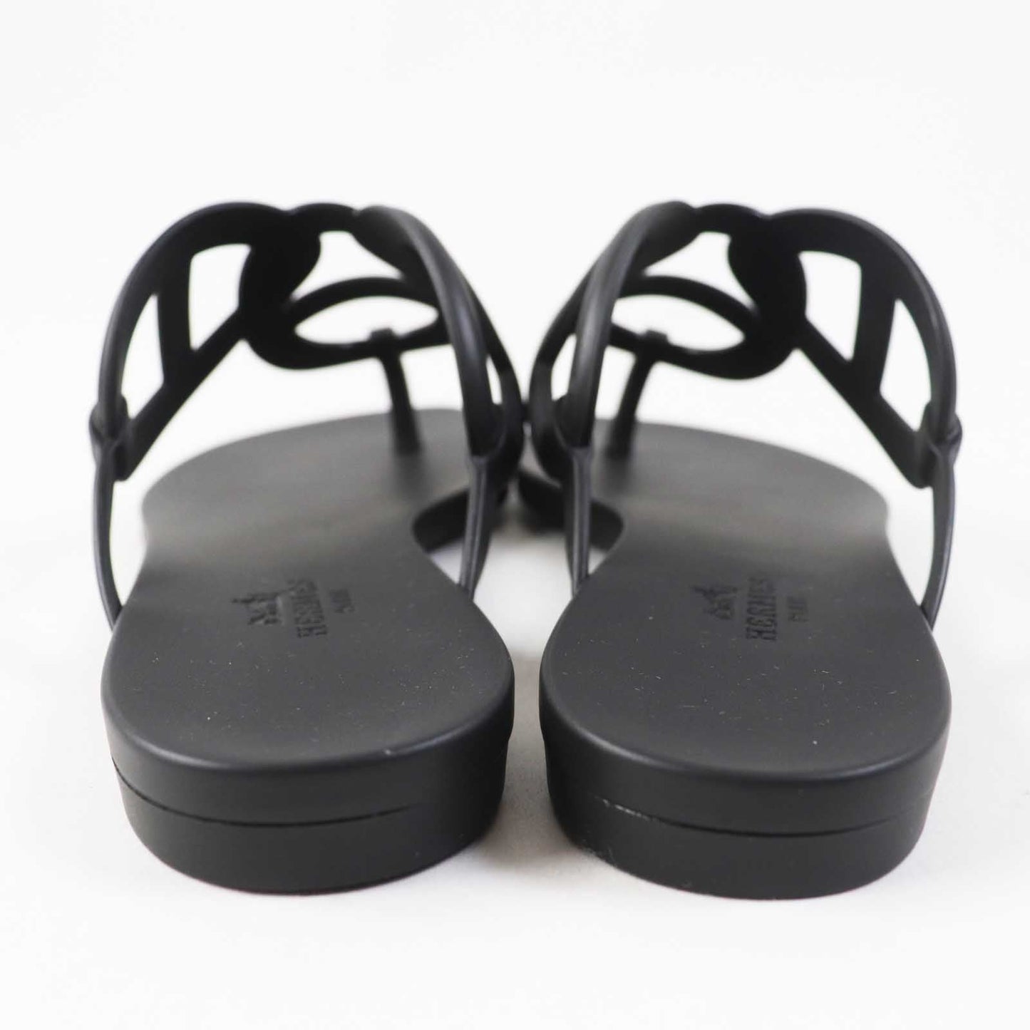 HERMES Sandals rubber black Egeri 35