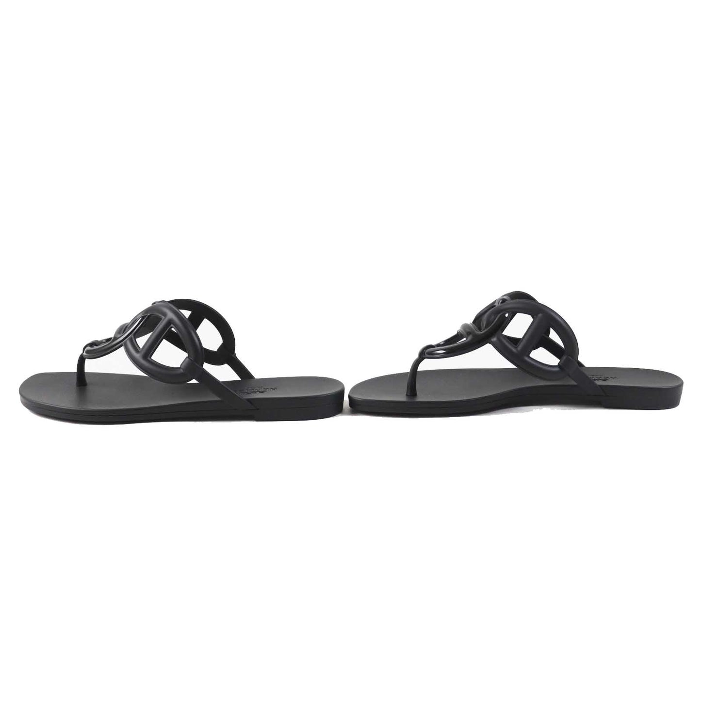 HERMES Sandals rubber black Egeri 35