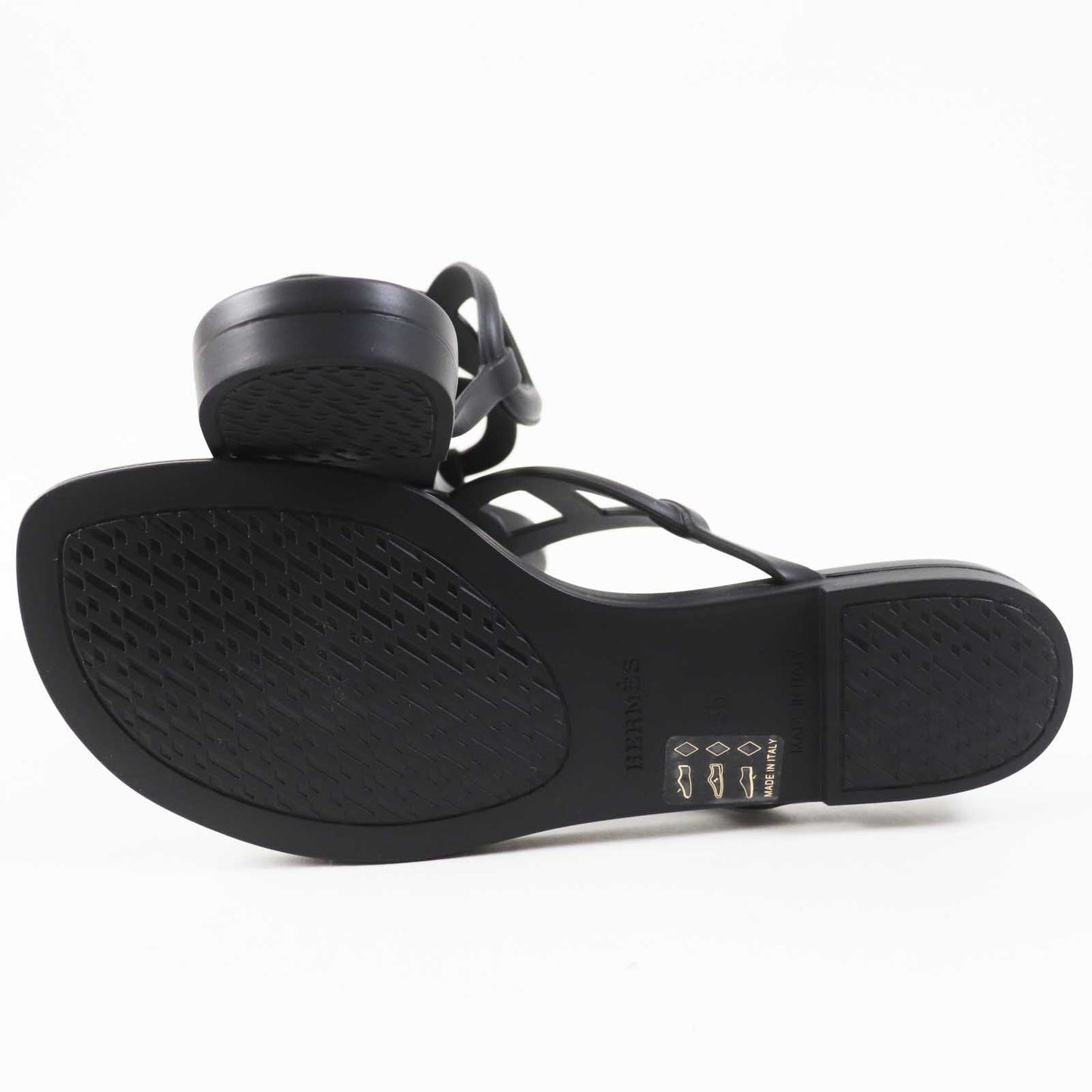 HERMES Sandals rubber black Egeri 35